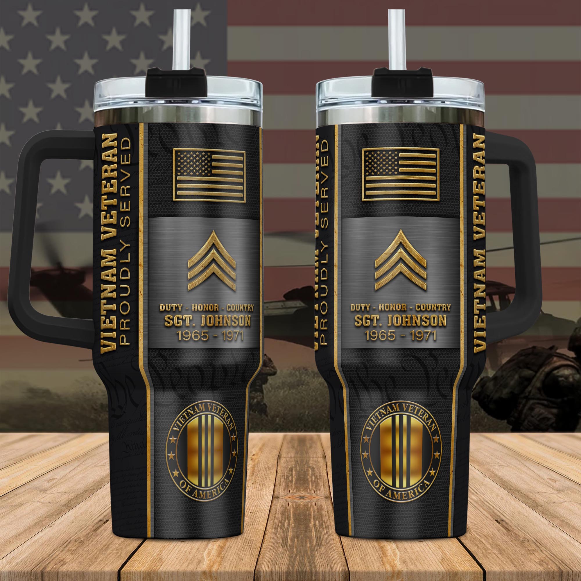 Vietnam Veteran Tumbler 40Oz Custom Name, Year, Quotes And Rank, Military Tumbler For Soldiers, US Military Gifts ETRG-54454