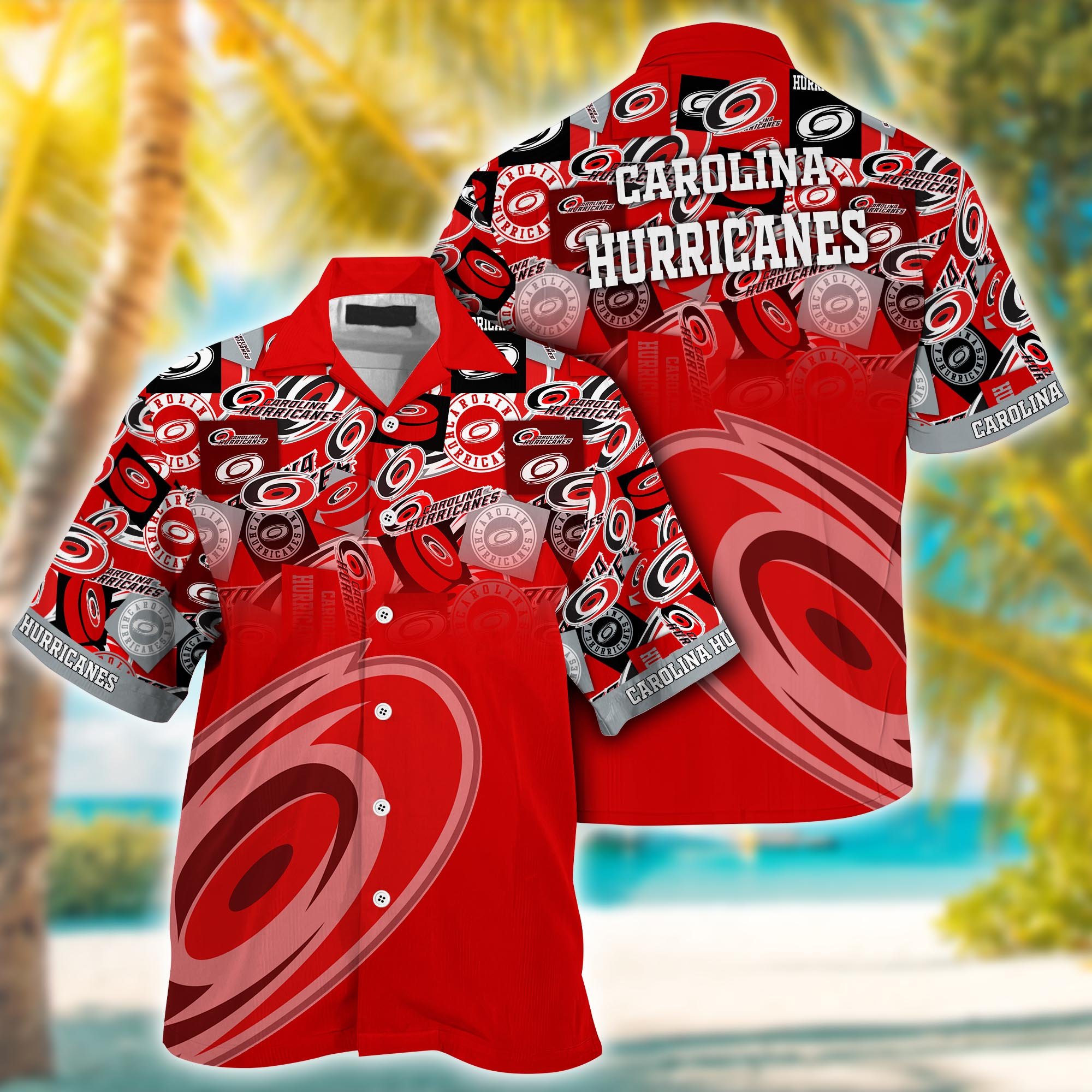 Carolina Hurricanes Hawaiian Shirt,Men Short Hot Trending Summer NA21678