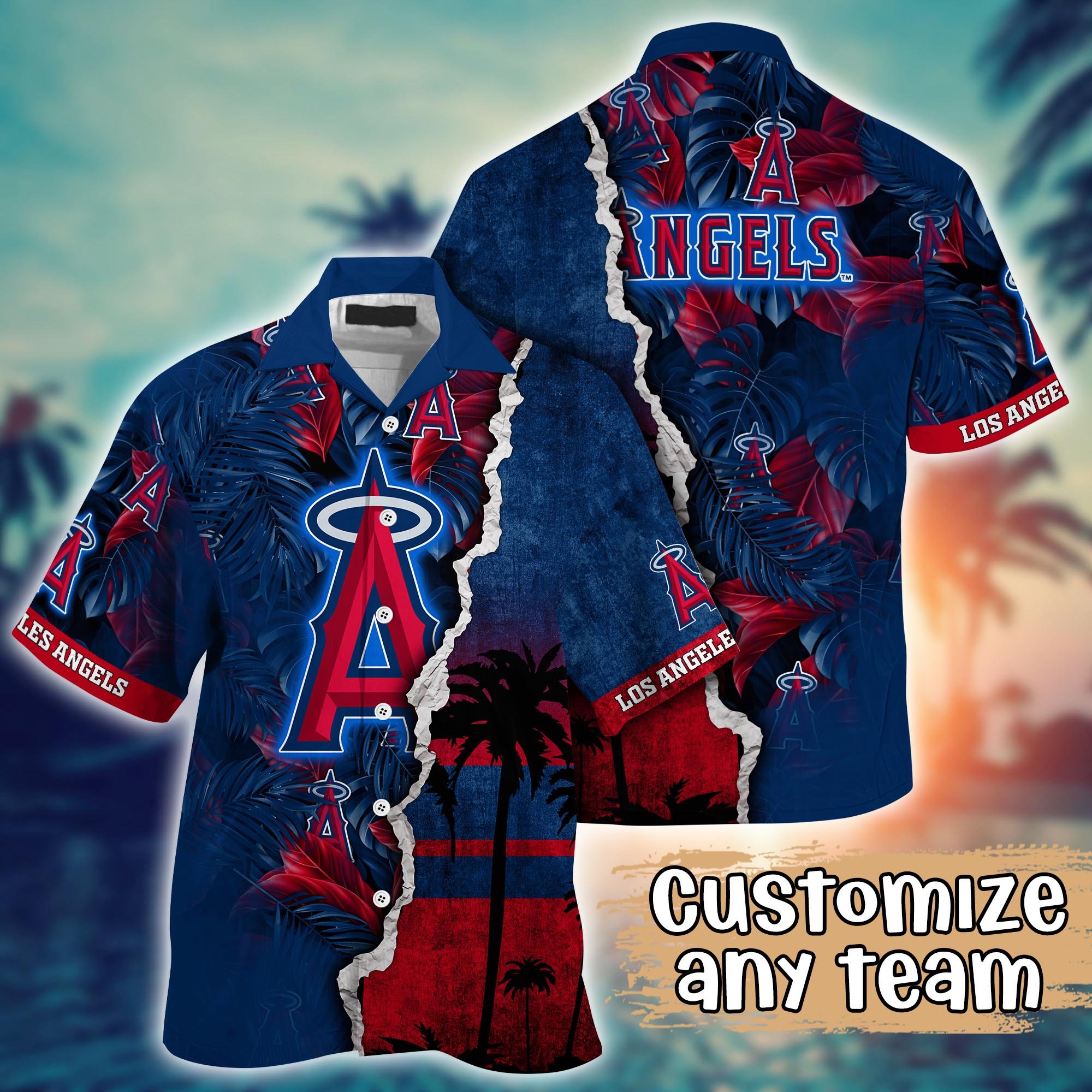 Los Angeles Angels Flower Hawaii Shirt And Tshirt For Fans, Custom Summer Football Shirts NA48538