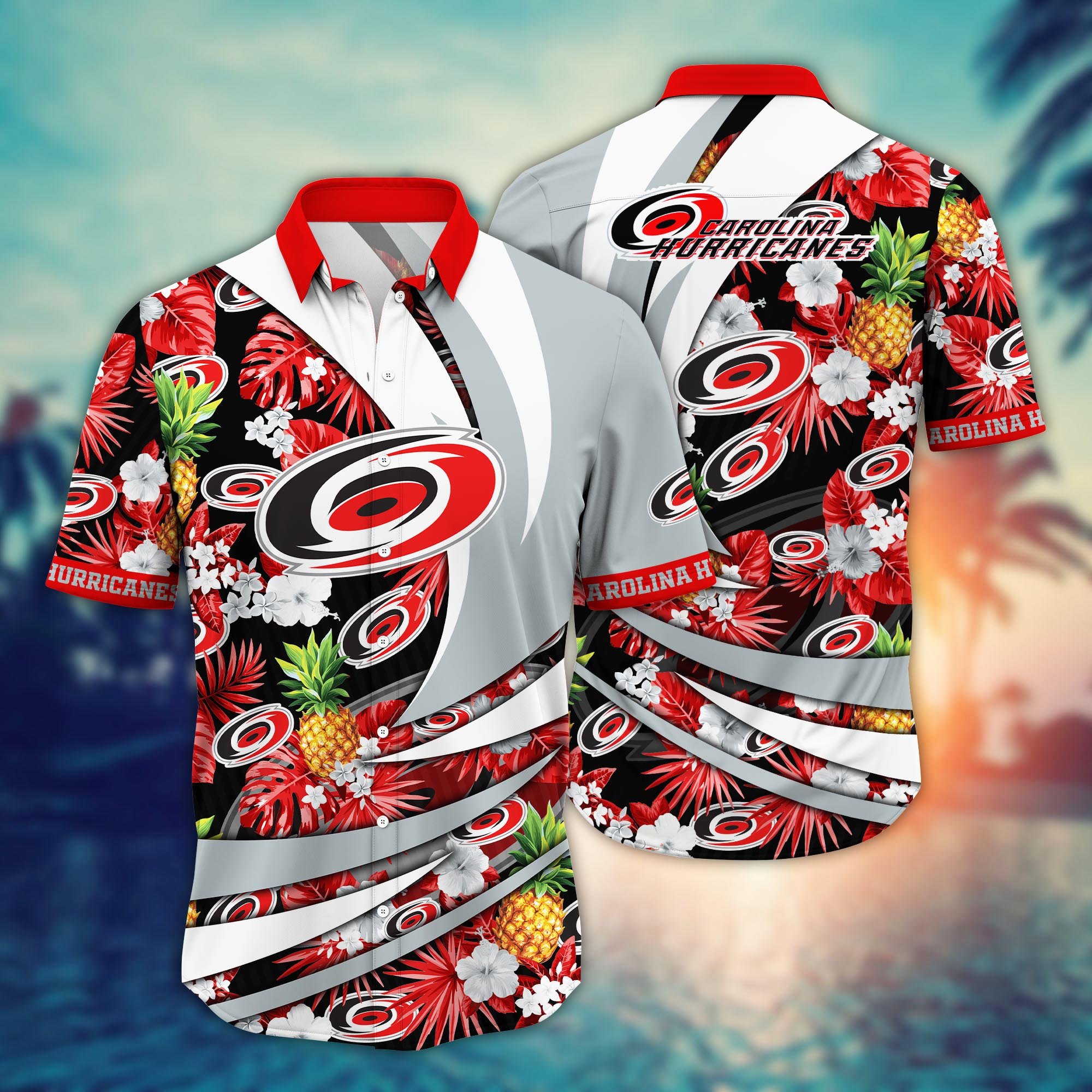 Carolina Hurricanes Flower Hawaii Shirt And Tshirt For Fans, Summer Football Shirts NA49221