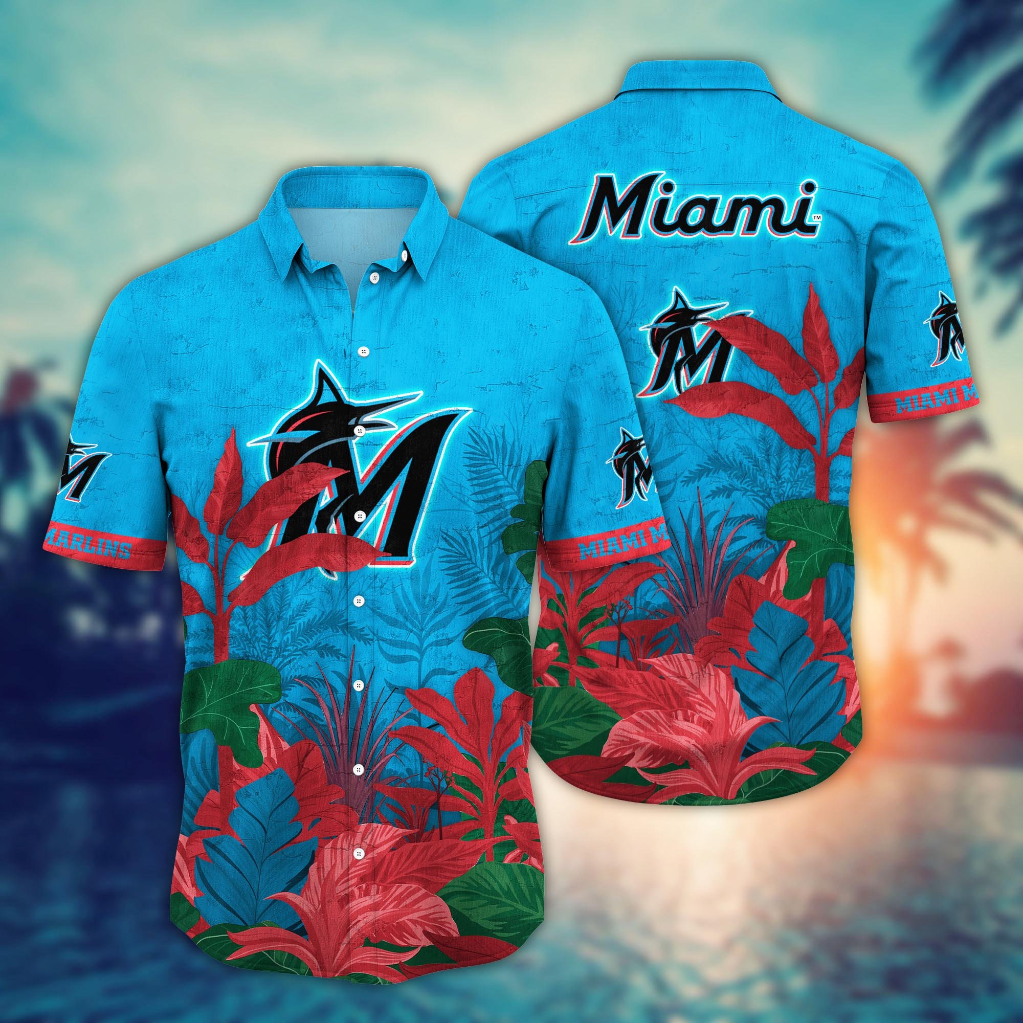 Miami Marlins Flower Hawaii Shirt And Tshirt For Fans, Summer Football Shirts NA49223