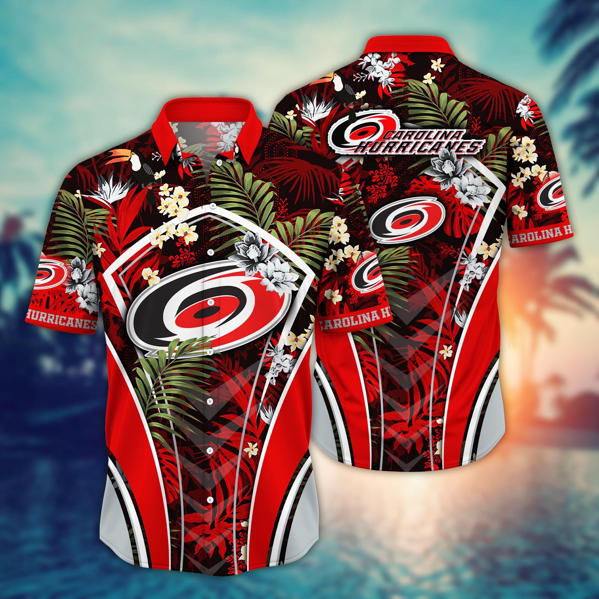 Carolina Hurricanes Flower Hawaii Shirt And Tshirt For Fans, Summer Football Shirts NA49302