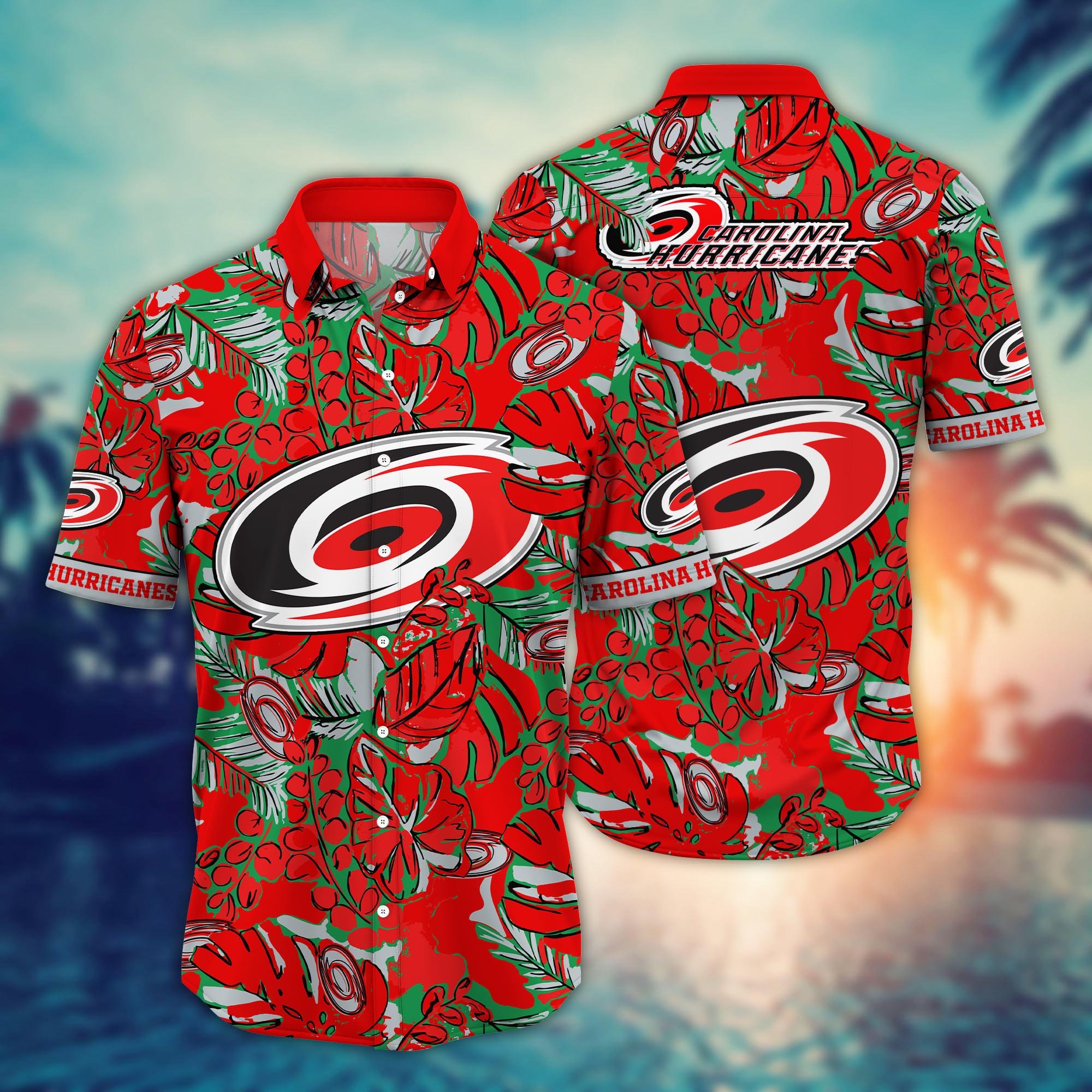 Carolina Hurricanes Flower Hawaii Shirt And Tshirt For Fans, Summer Football Shirts NA49404