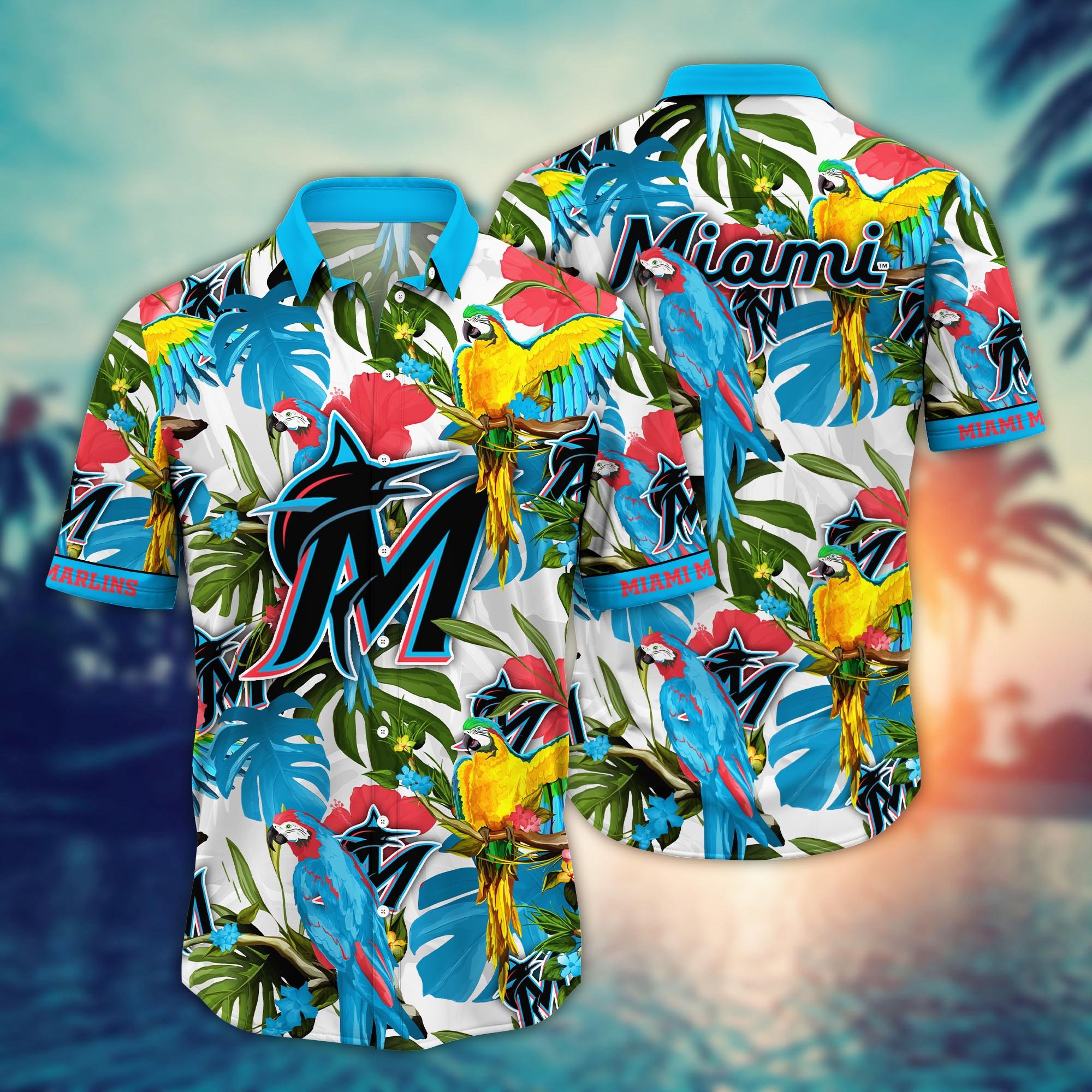 Miami Marlins Flower Hawaii Shirt And Tshirt For Fans, Summer Football Shirts NA49405