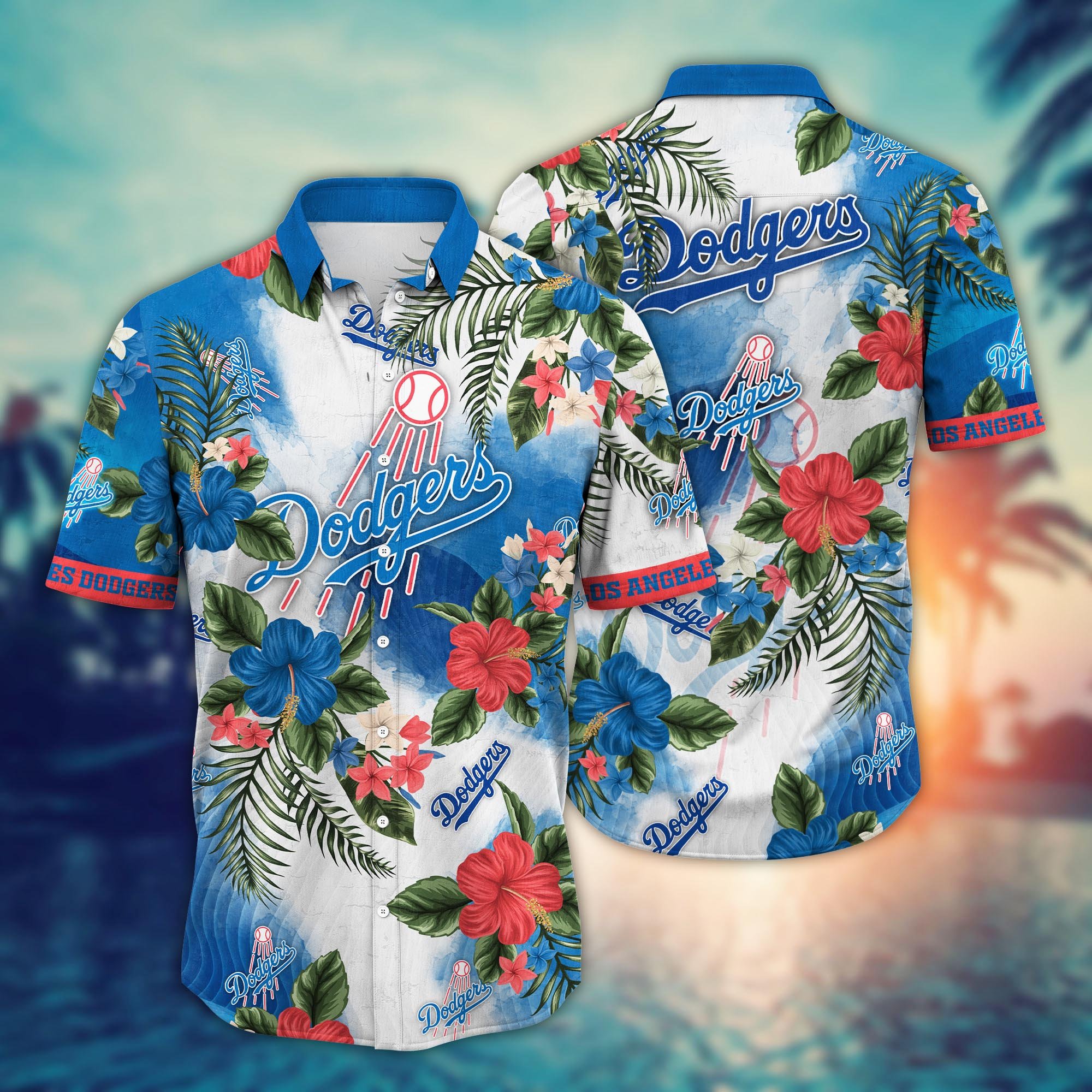 Los Angeles Dodgers Flower Hawaii Shirt And Tshirt For Fans, Summer Football Shirts NA49506