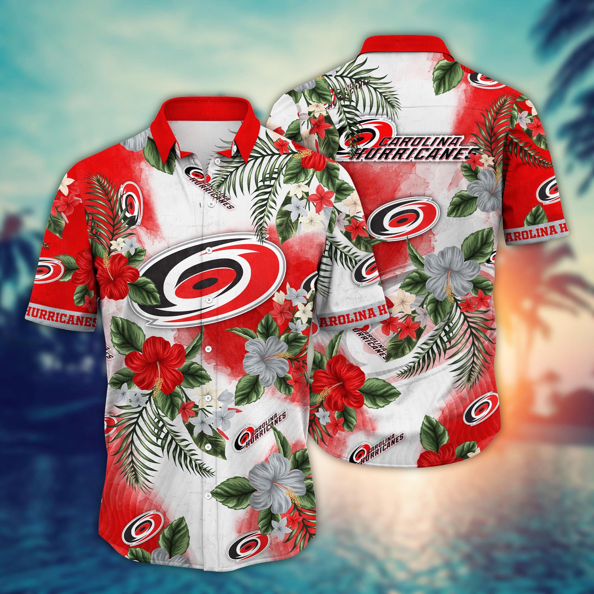 Carolina Hurricanes Flower Hawaii Shirt And Tshirt For Fans, Summer Football Shirts NA49506