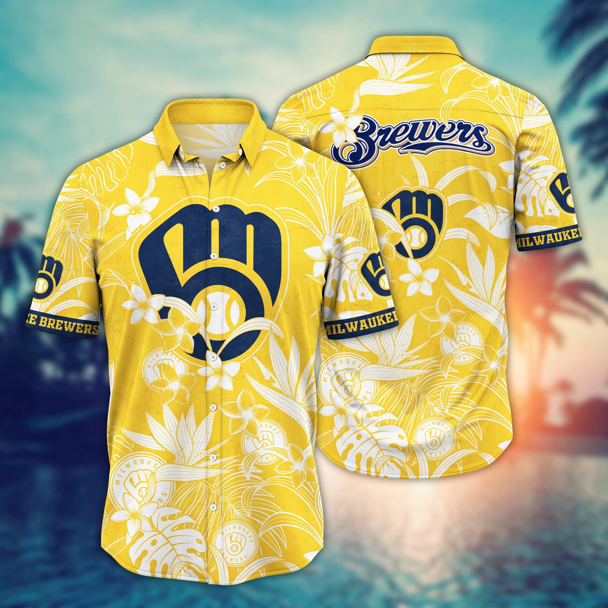 Milwaukee Brewers Flower Hawaii Shirt And Tshirt For Fans, Summer Football Shirts NA49507