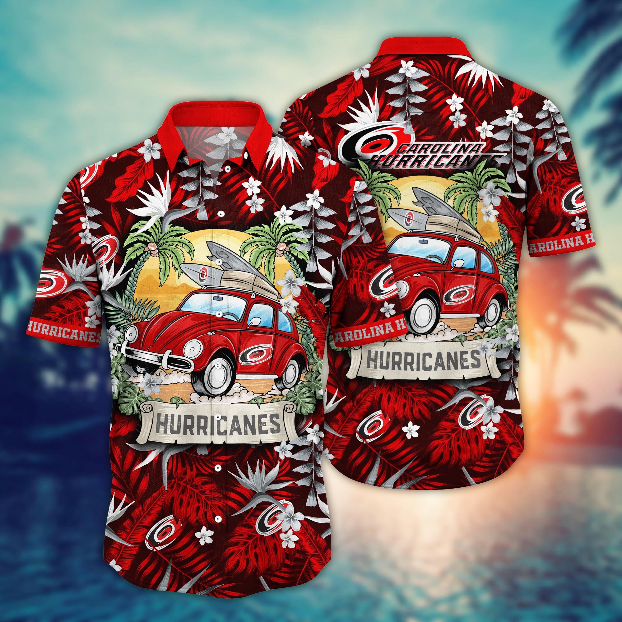 Carolina Hurricanes Flower Hawaii Shirt And Tshirt For Fans, Summer Football Shirts NA49534