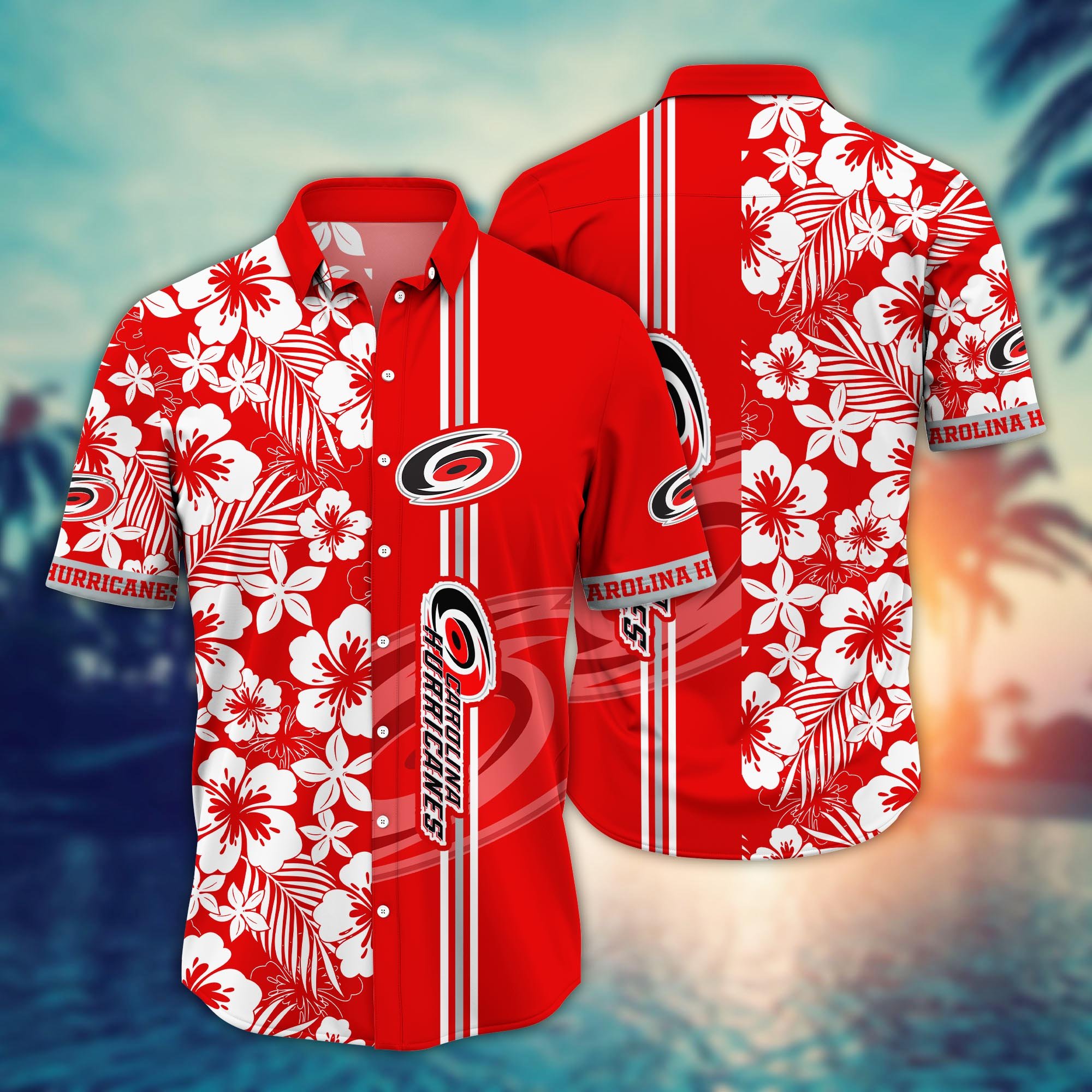 Carolina Hurricanes Flower Hawaii Shirt And Tshirt For Fans, Summer Football Shirts NA49556