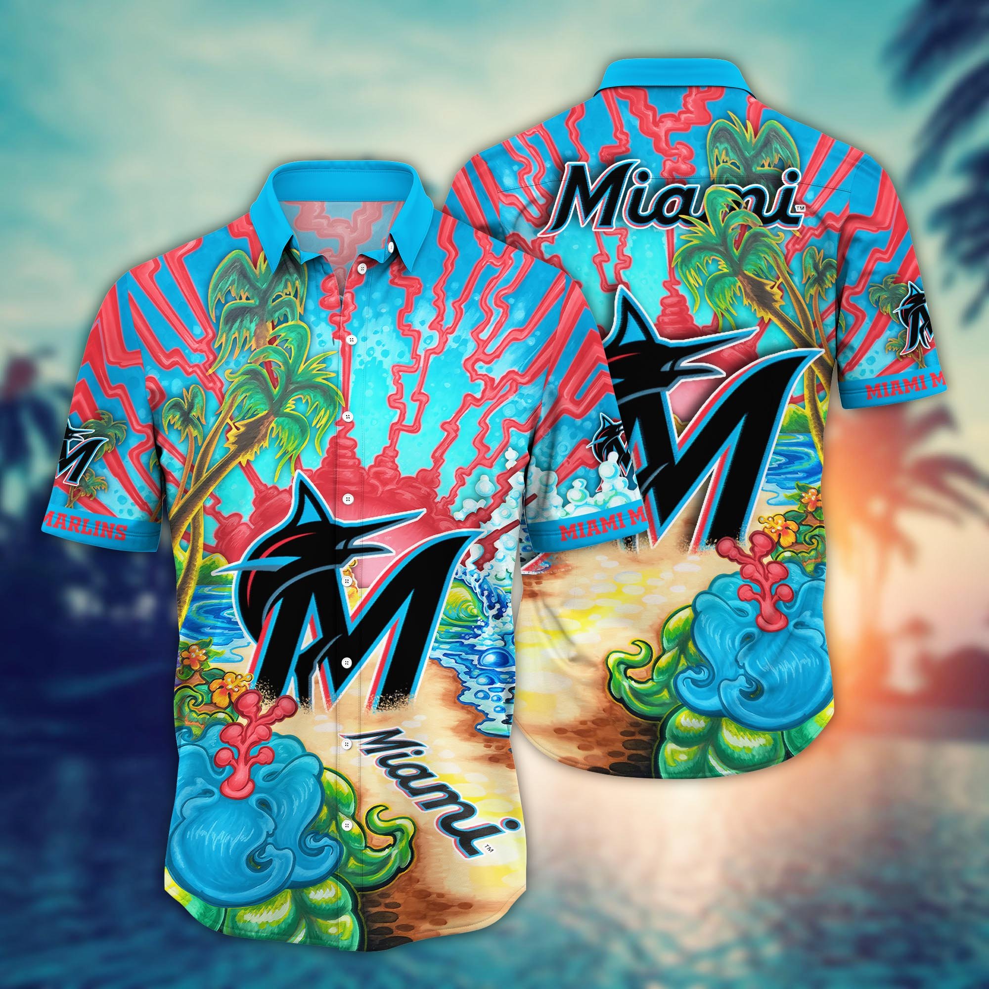 Miami Marlins Flower Hawaii Shirt And Tshirt For Fans, Summer Football Shirts NA49573