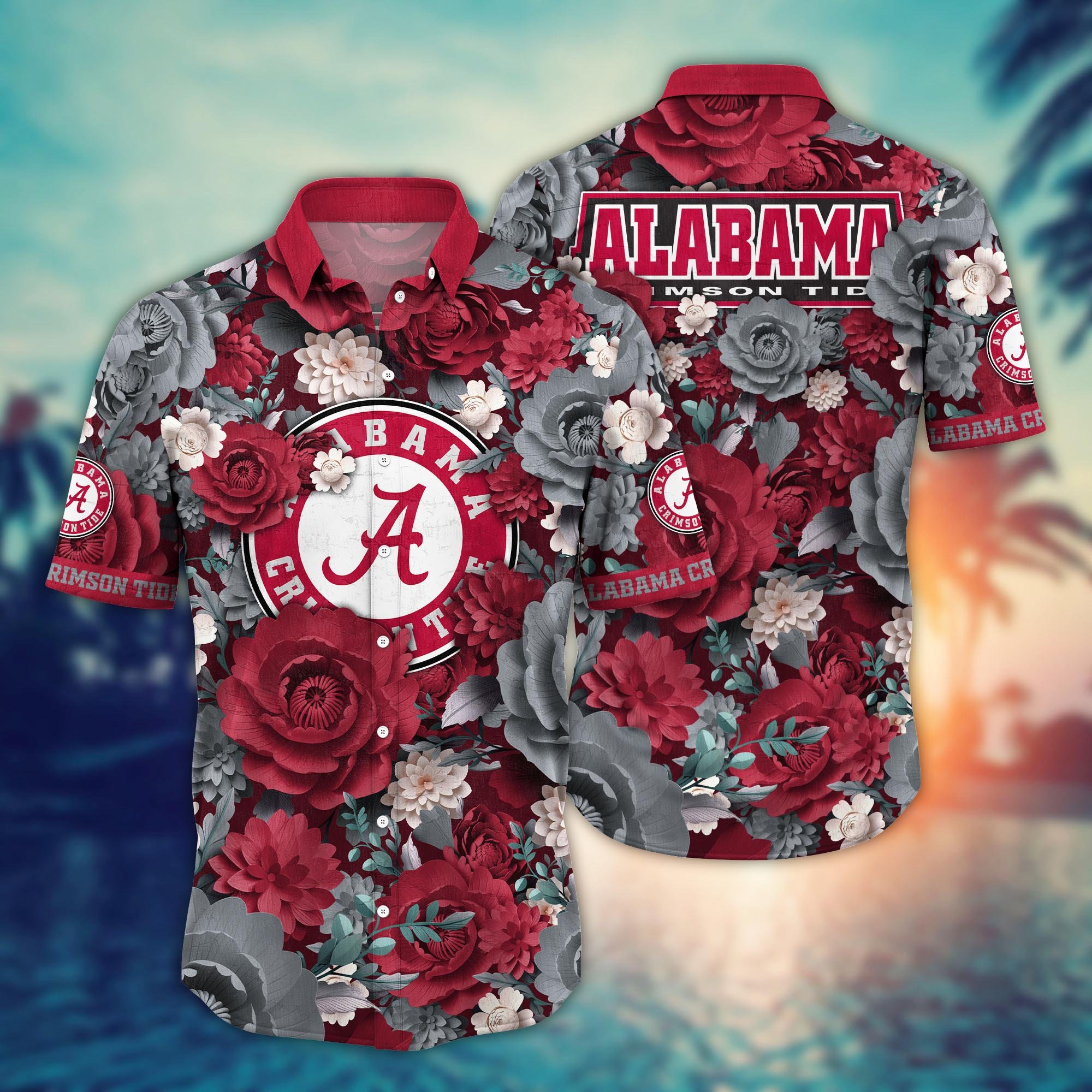 Alabama Crimson Tide Flower Hawaii Shirt And Tshirt For Fans, Summer Football Shirts NA49624