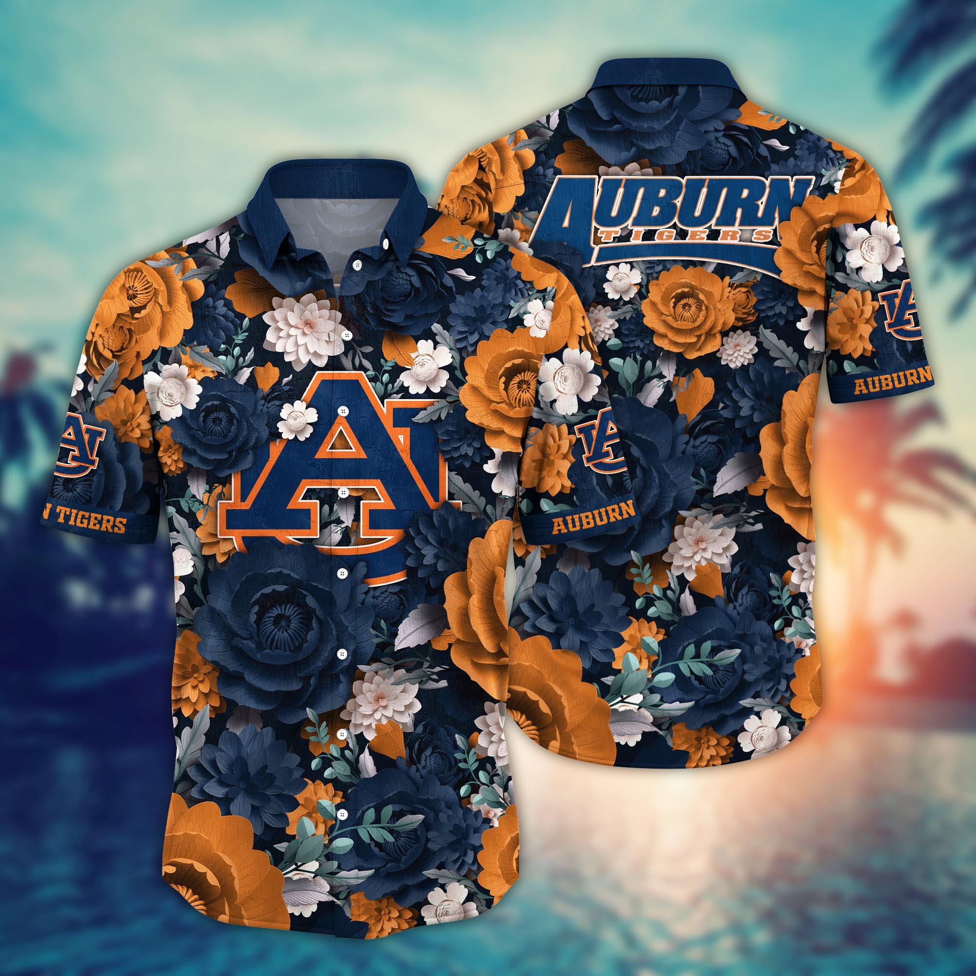 Auburn Tigers Flower Hawaii Shirt And Tshirt For Fans, Summer Football Shirts NA49624