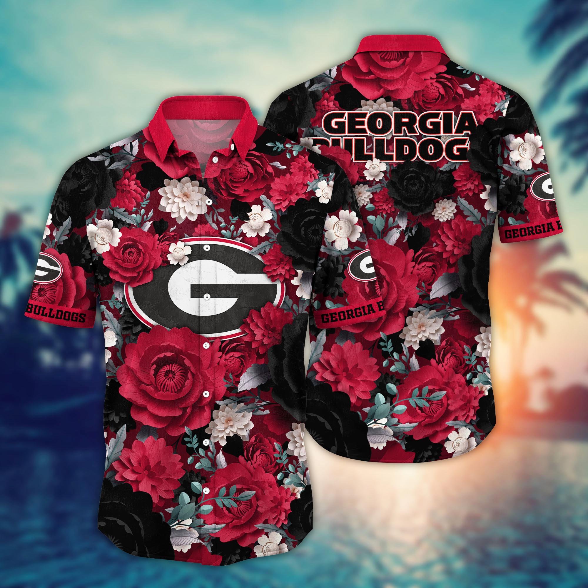 Georgia Bulldogs Flower Hawaii Shirt And Tshirt For Fans, Summer Football Shirts NA49624