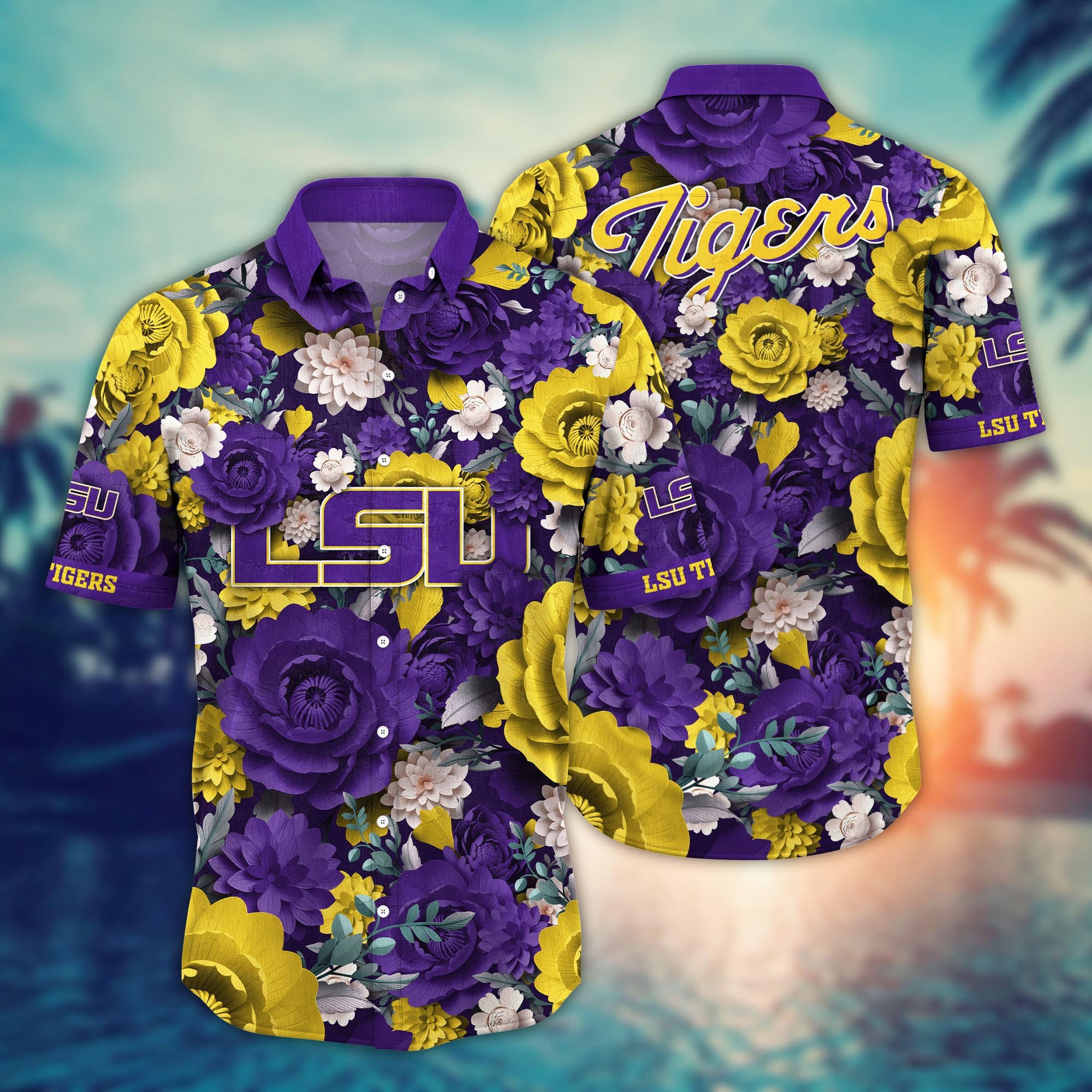 LSU TIGERS Flower Hawaii Shirt And Tshirt For Fans, Summer Football Shirts NA49624