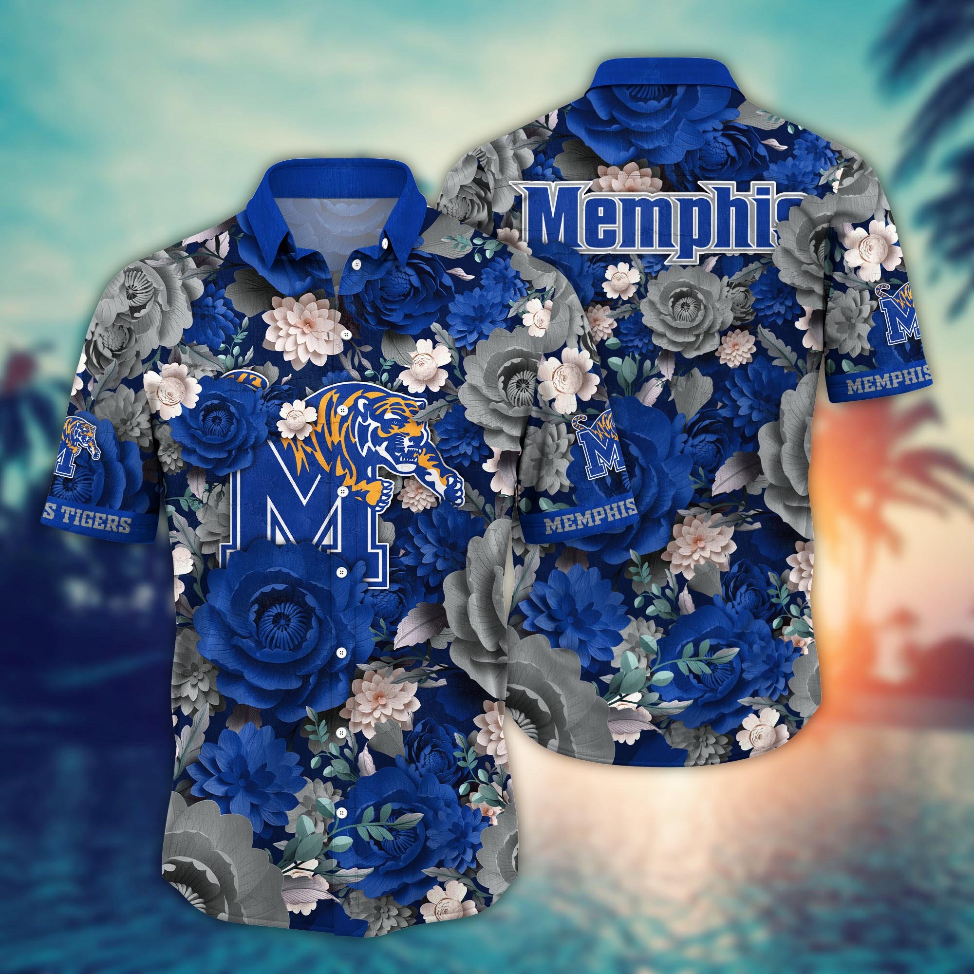 Memphis Tigers Flower Hawaii Shirt And Tshirt For Fans, Summer Football Shirts NA49624