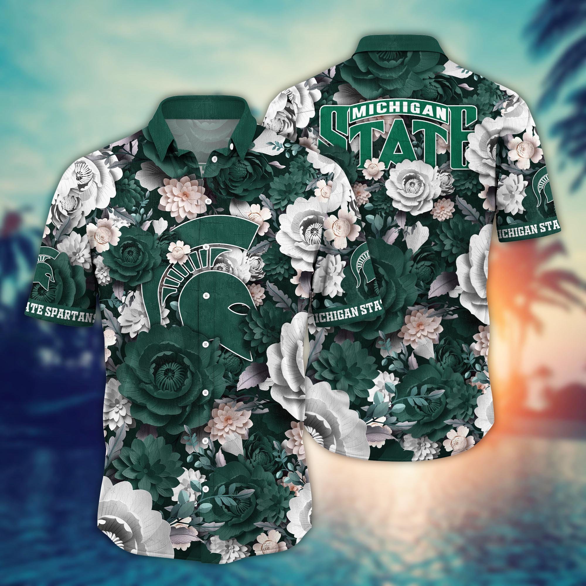 Michigan State Spartans Flower Hawaii Shirt And Tshirt For Fans, Summer Football Shirts NA49624