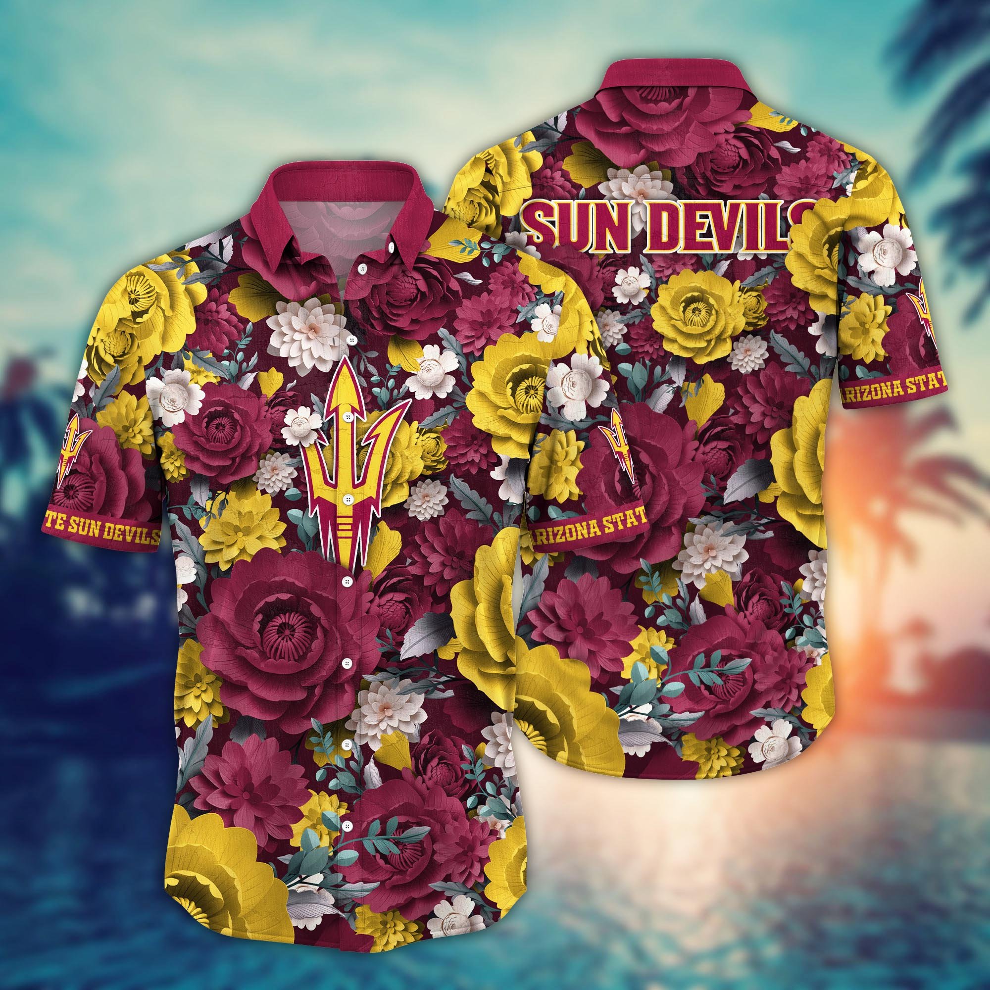 Arizona State Sun Devils Flower Hawaii Shirt And Tshirt For Fans, Summer Football Shirts NA49624