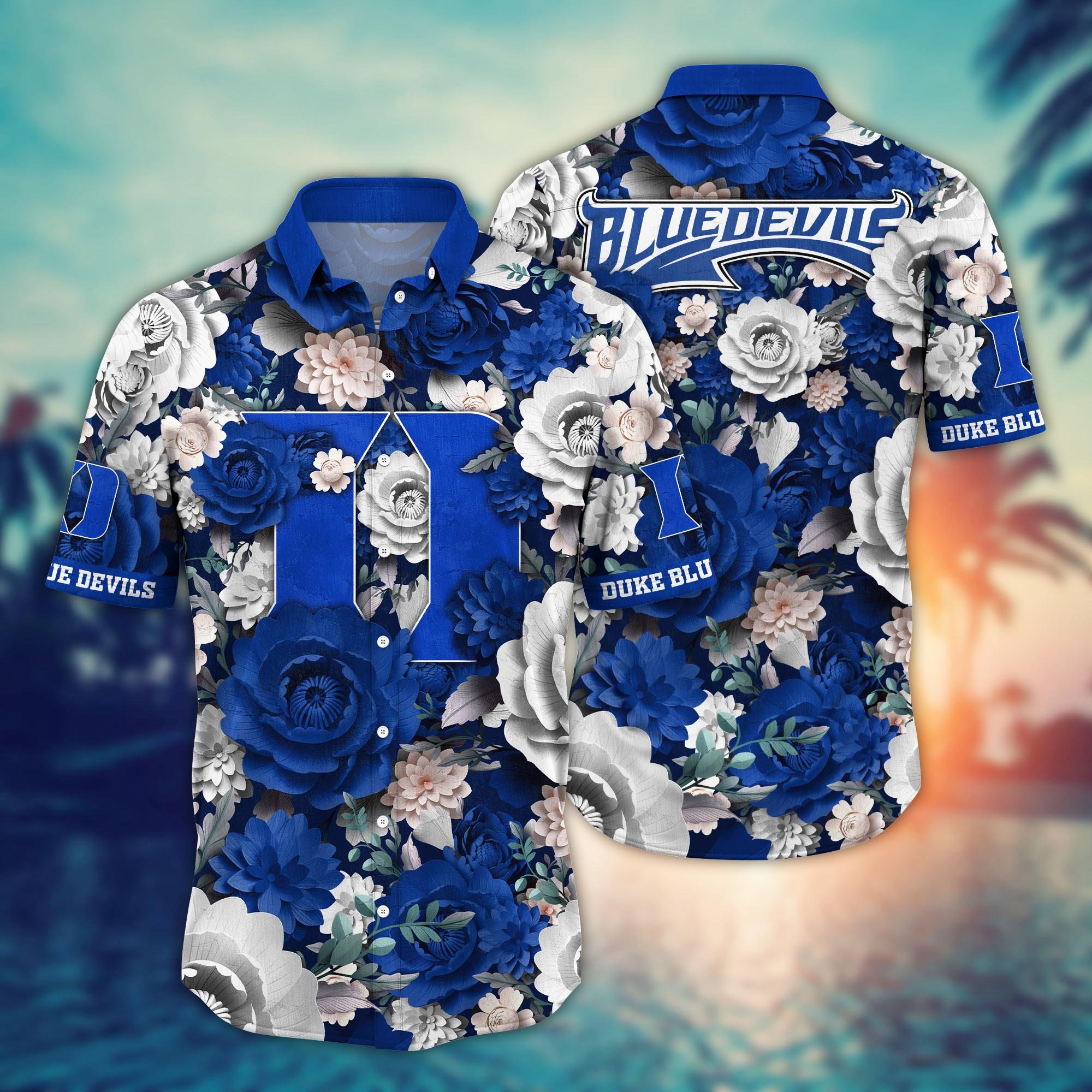 Duke Blue Devils Flower Hawaii Shirt And Tshirt For Fans, Summer Football Shirts NA49624