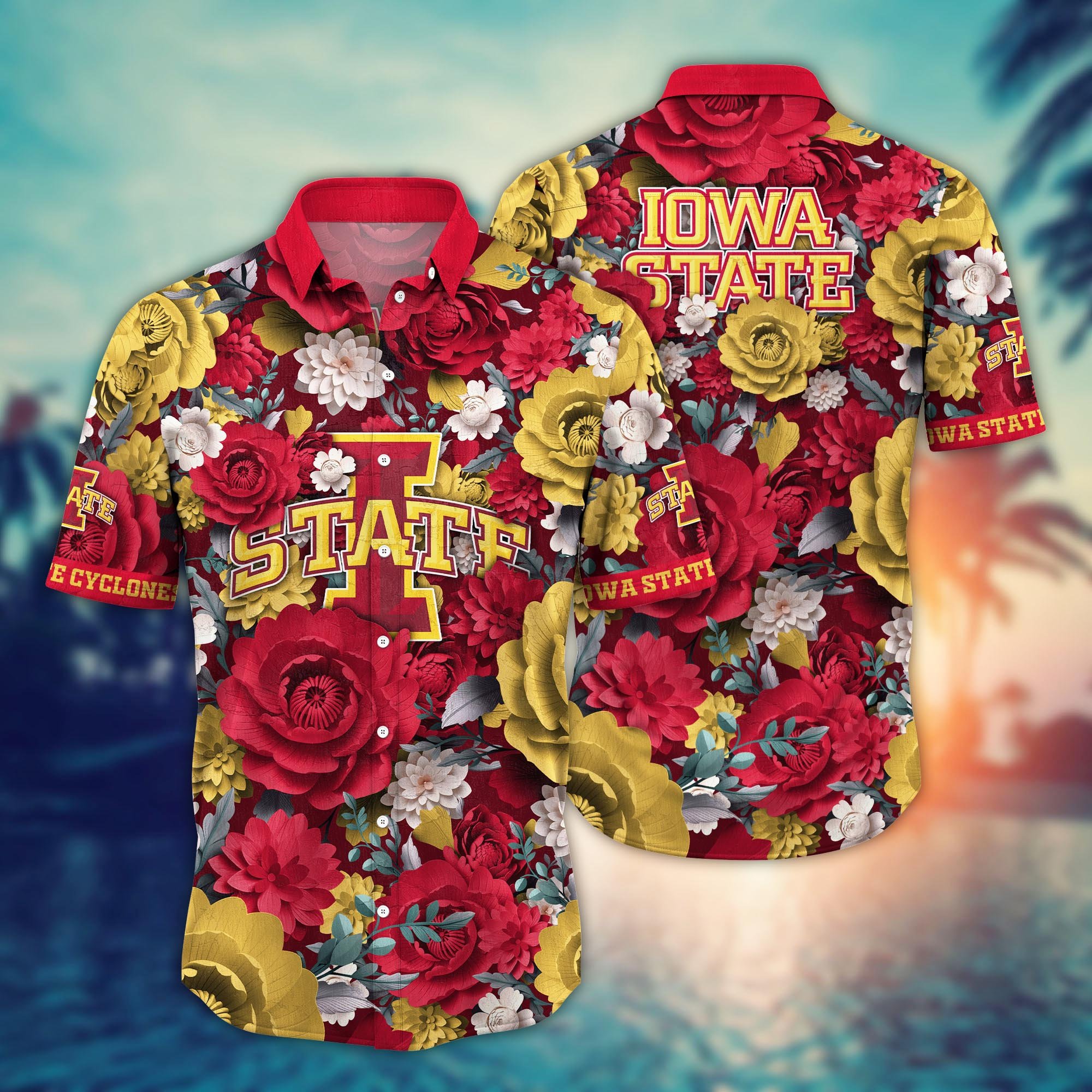 Iowa State Cyclones Flower Hawaii Shirt And Tshirt For Fans, Summer Football Shirts NA49624