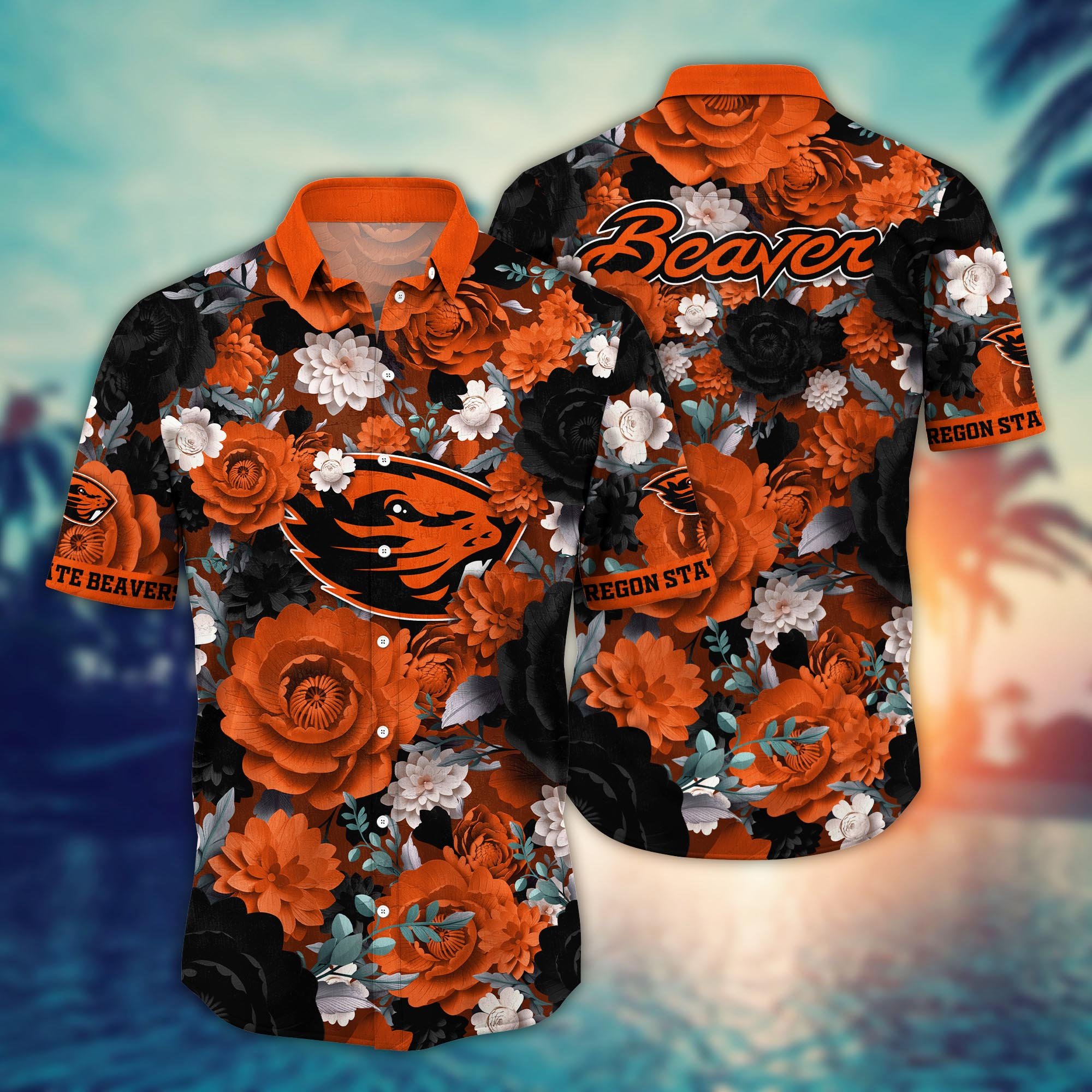 Oregon State Beavers Flower Hawaii Shirt And Tshirt For Fans, Summer Football Shirts NA49624