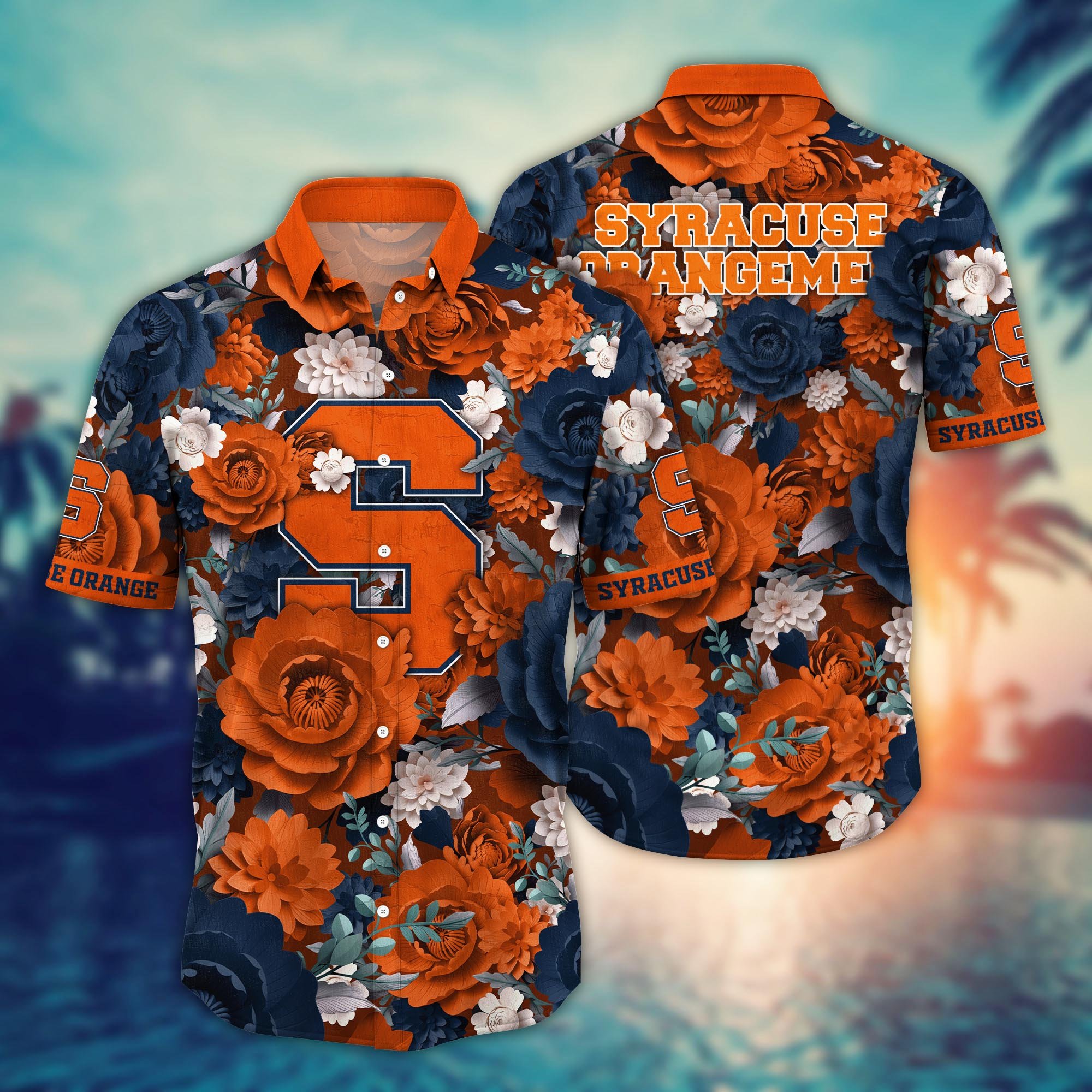 Syracuse Orange Flower Hawaii Shirt And Tshirt For Fans, Summer Football Shirts NA49624