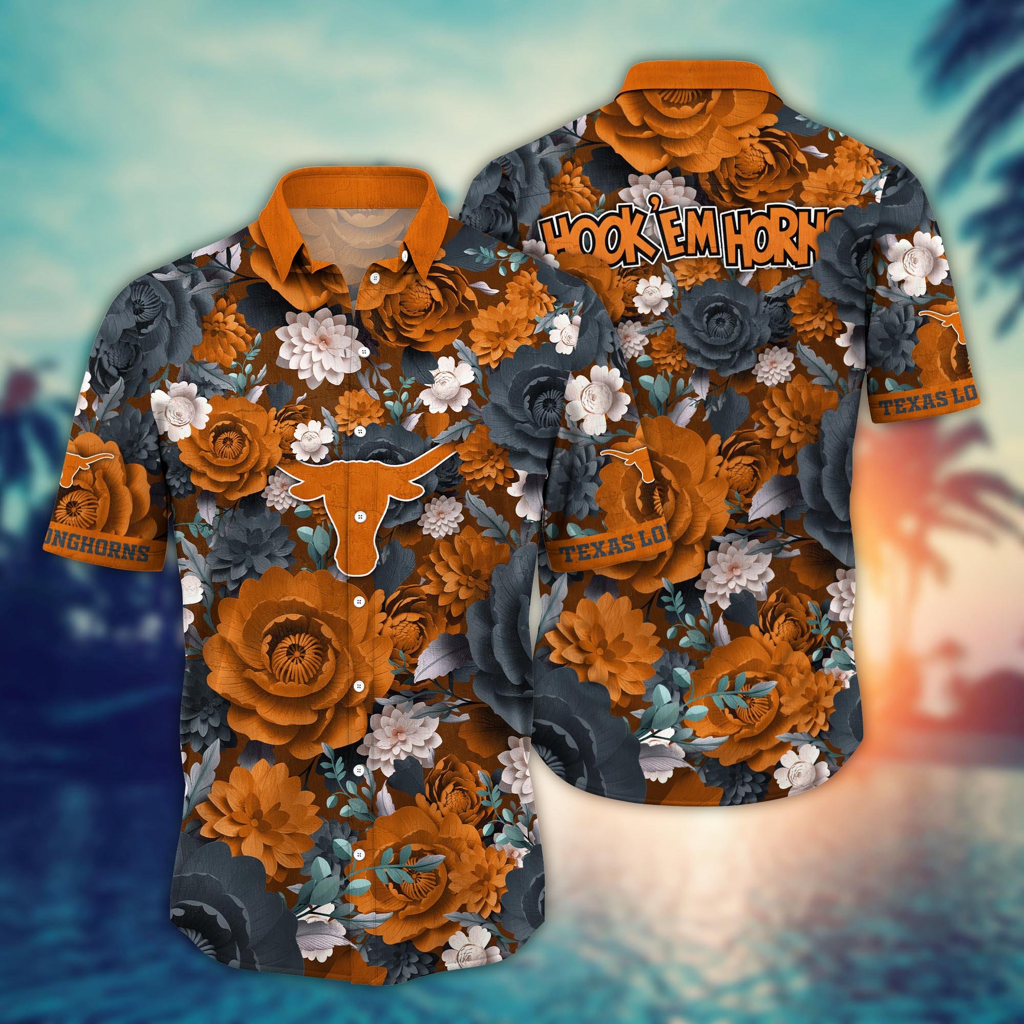 Texas Longhorns Flower Hawaii Shirt And Tshirt For Fans, Summer Football Shirts NA49624