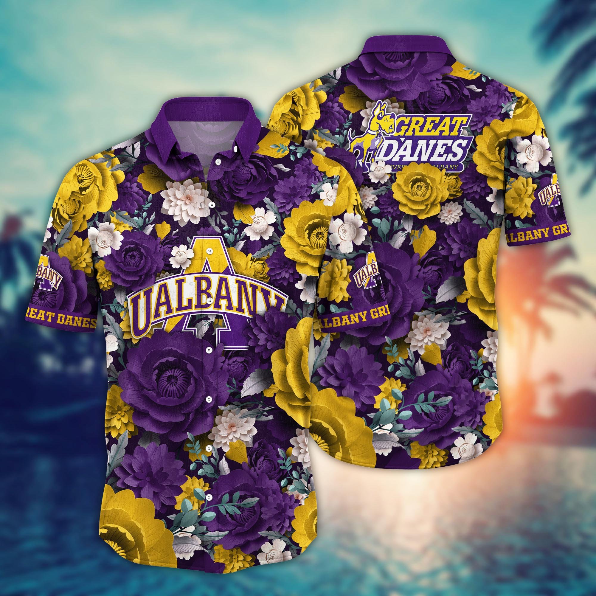 Albany Great Danes Flower Hawaii Shirt And Tshirt For Fans, Summer Football Shirts NA49624