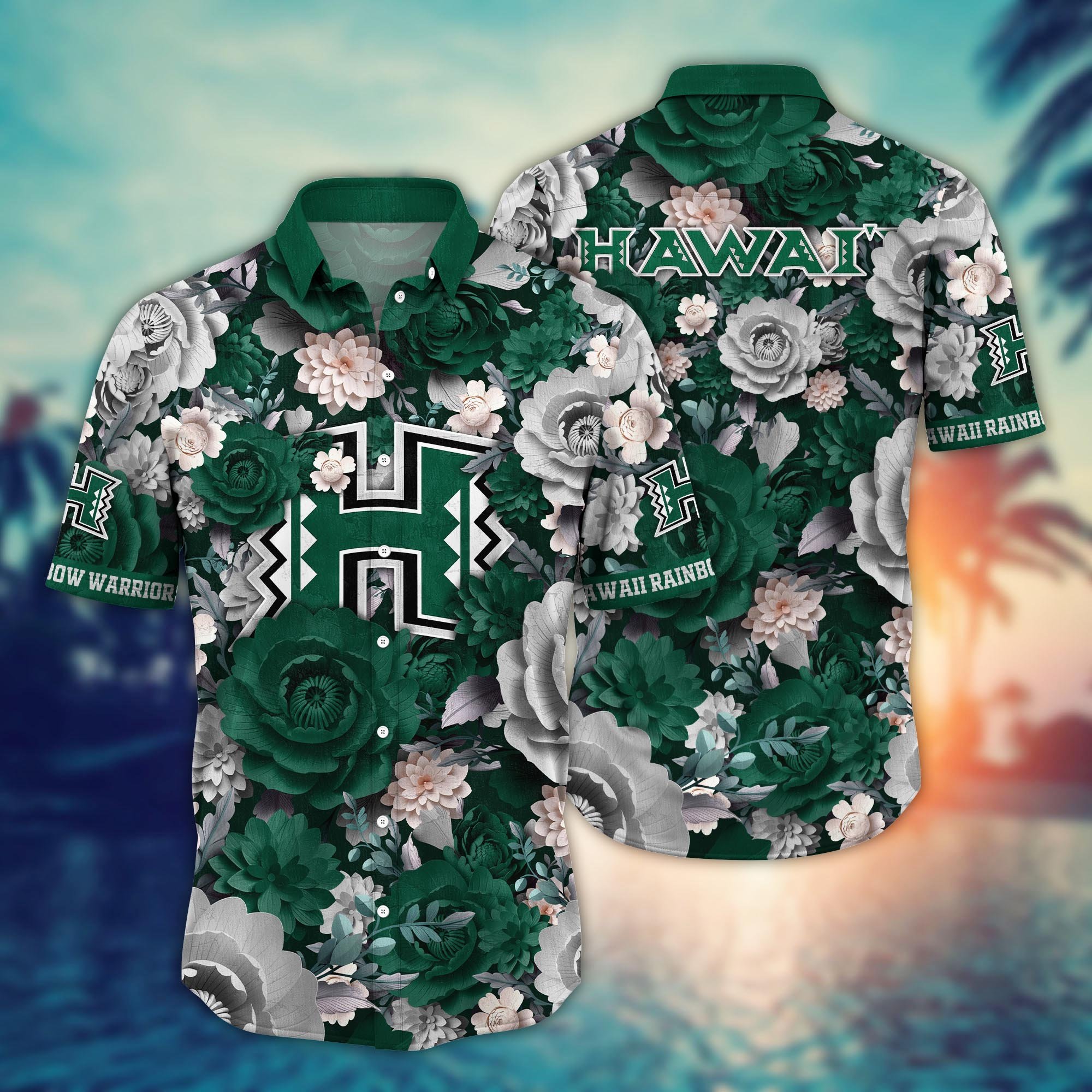 Hawaii Rainbow Warriors Flower Hawaii Shirt And Tshirt For Fans, Summer Football Shirts NA49624