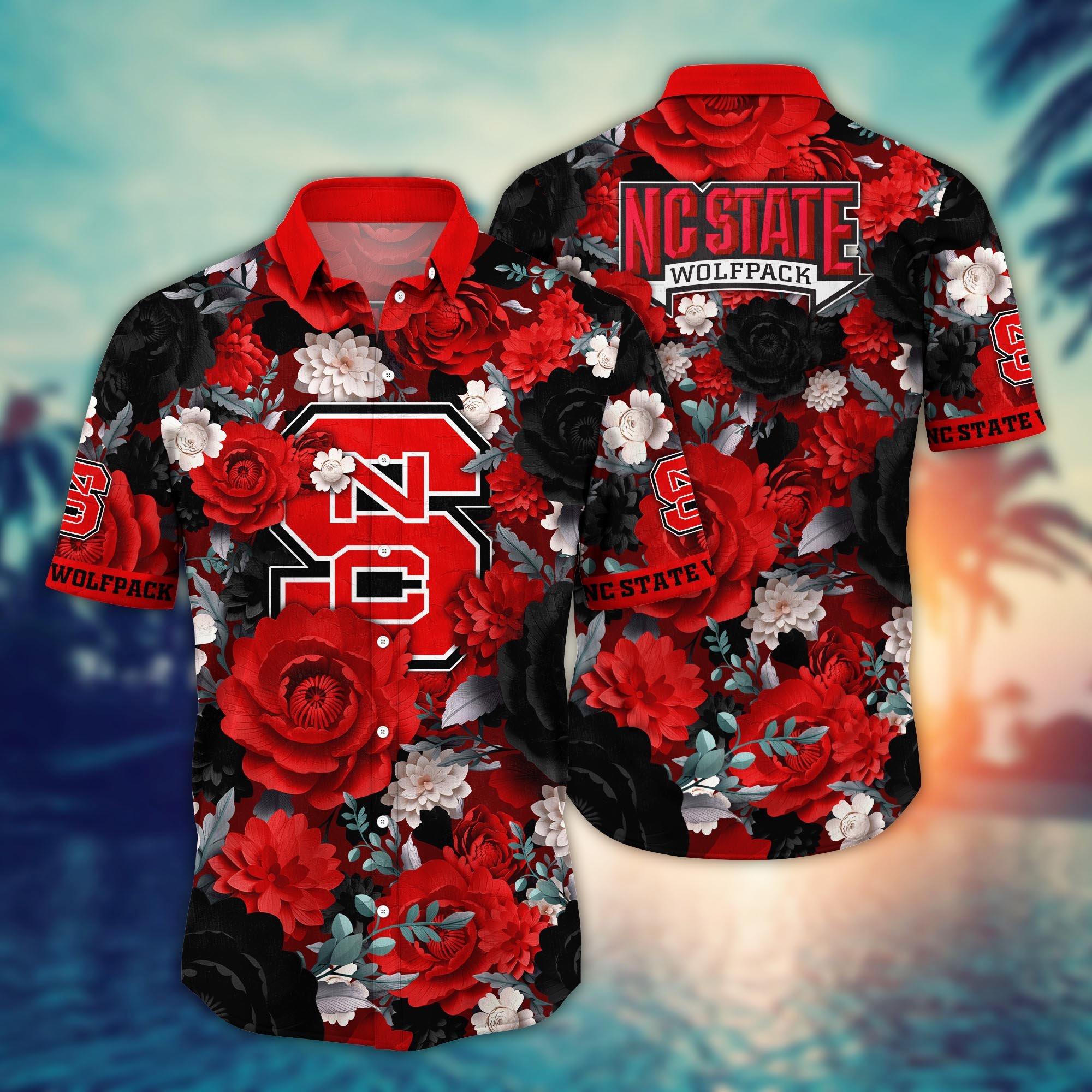 NC State Wolfpack Flower Hawaii Shirt And Tshirt For Fans, Summer Football Shirts NA49624