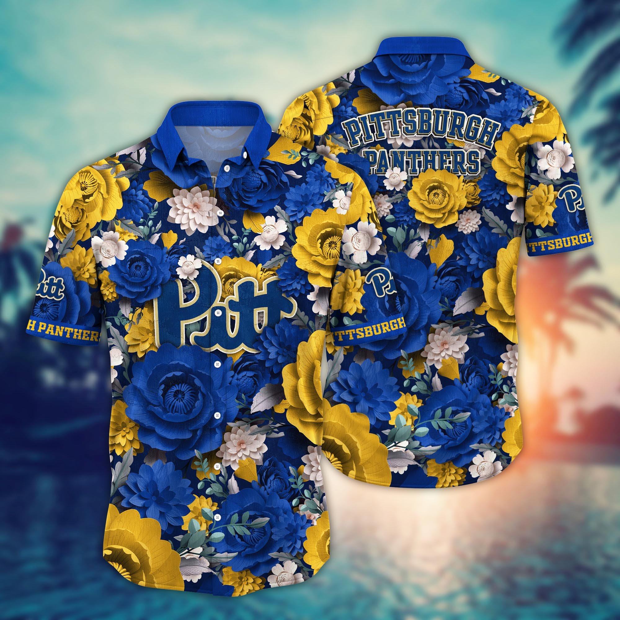 Pittsburgh Panthers Flower Hawaii Shirt And Tshirt For Fans, Summer Football Shirts NA49624