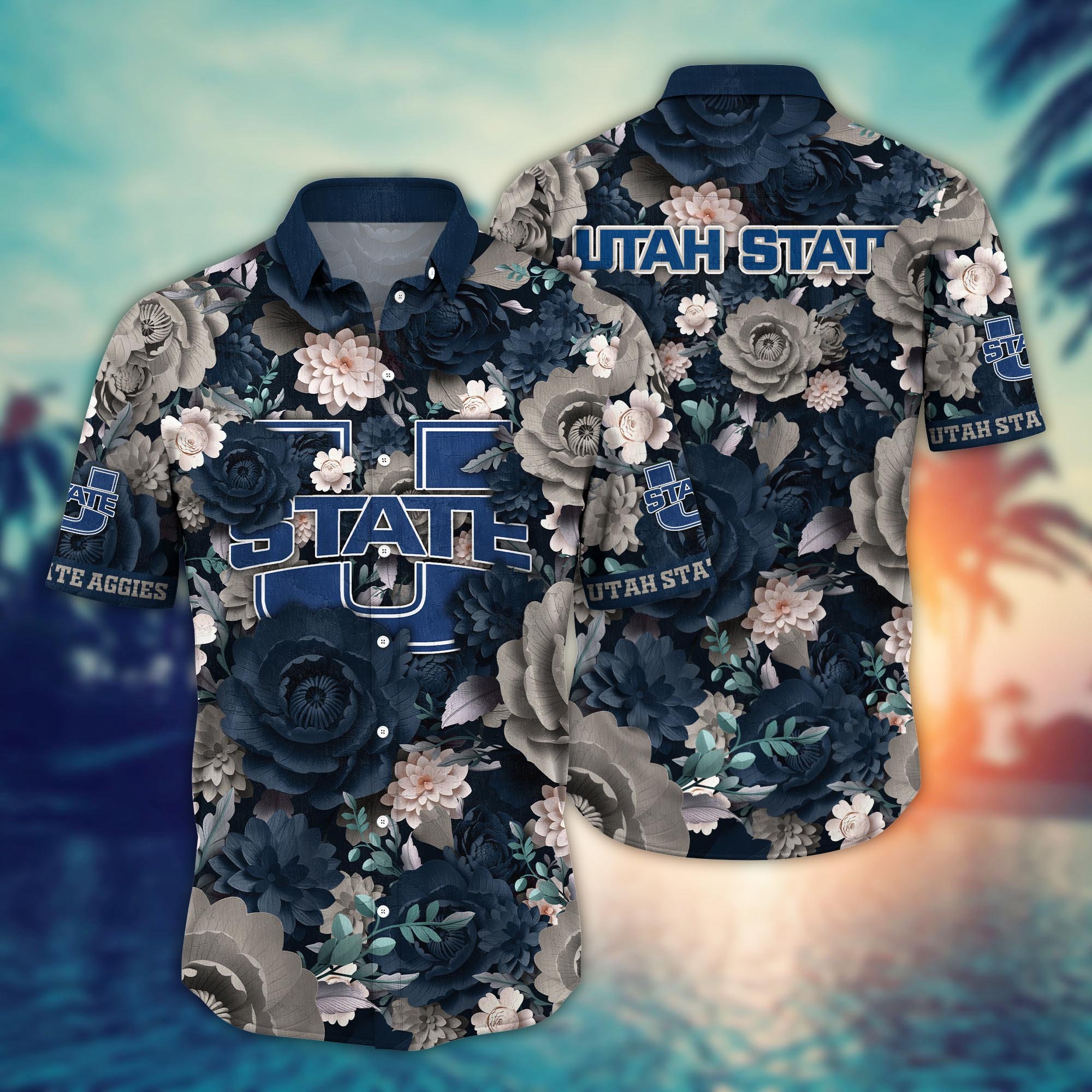 Utah State Aggies Flower Hawaii Shirt And Tshirt For Fans, Summer Football Shirts NA49624