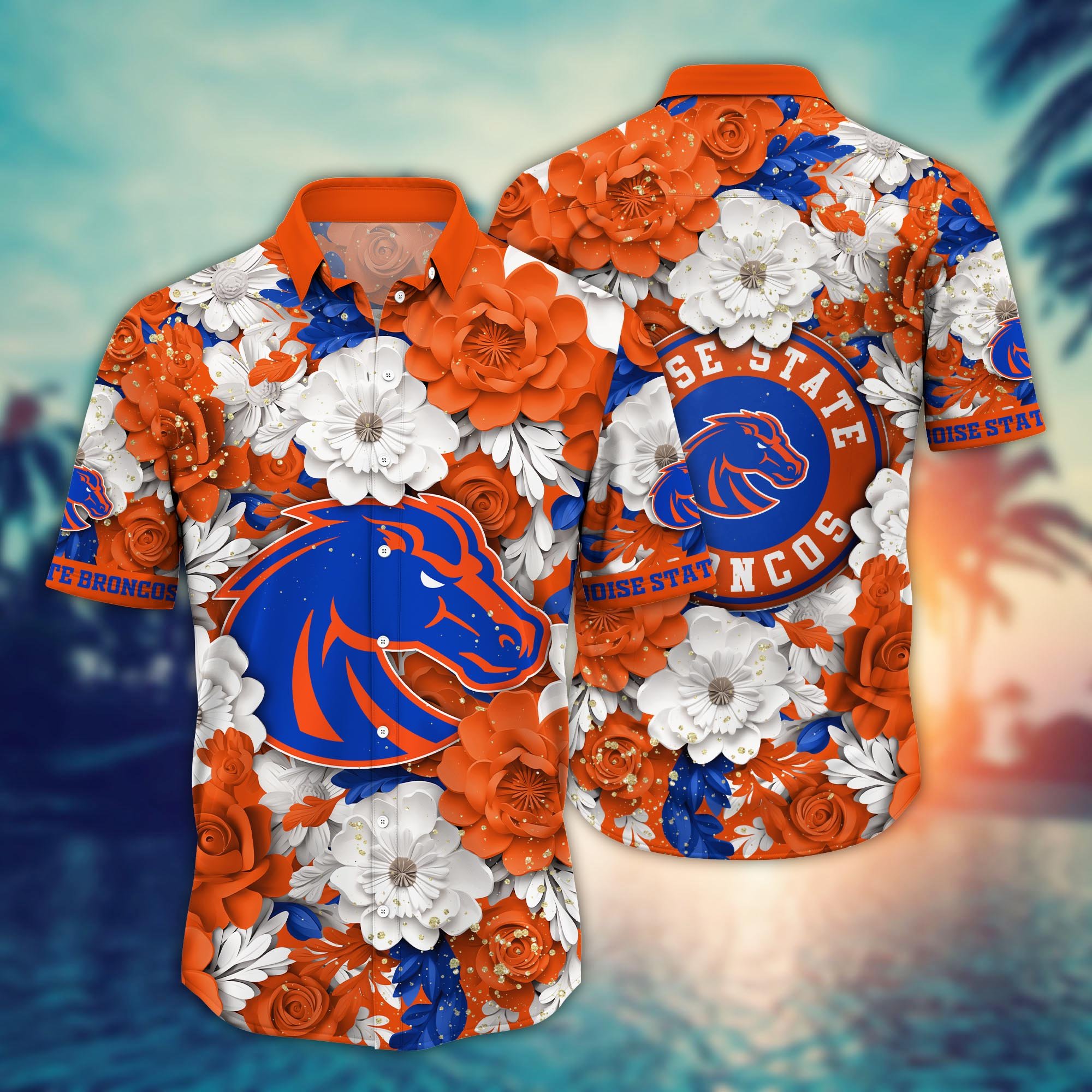 Boise State Broncos Flower Hawaii Shirt And Tshirt For Fans, Custom Summer Football Shirts NA49625