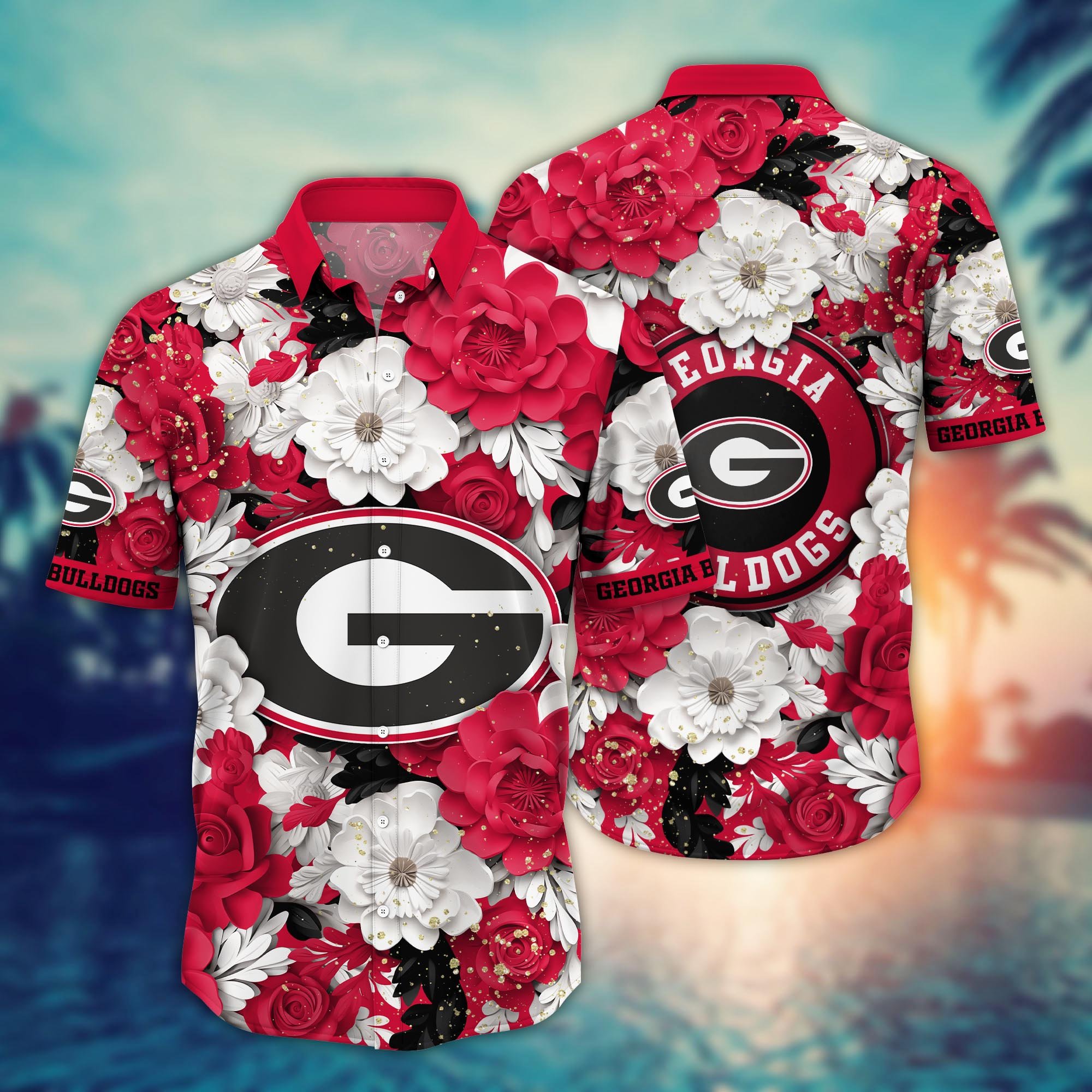 Georgia Bulldogs Flower Hawaii Shirt And Tshirt For Fans, Custom Summer Football Shirts NA49625