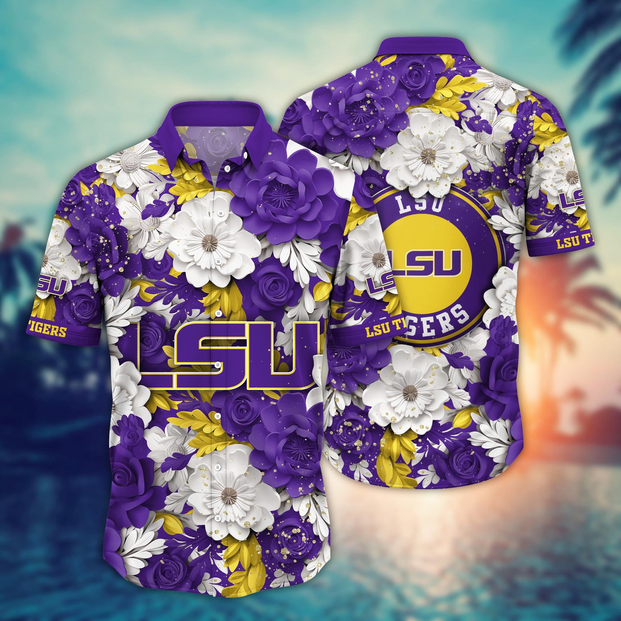 LSU TIGERS Flower Hawaii Shirt And Tshirt For Fans, Custom Summer Football Shirts NA49625