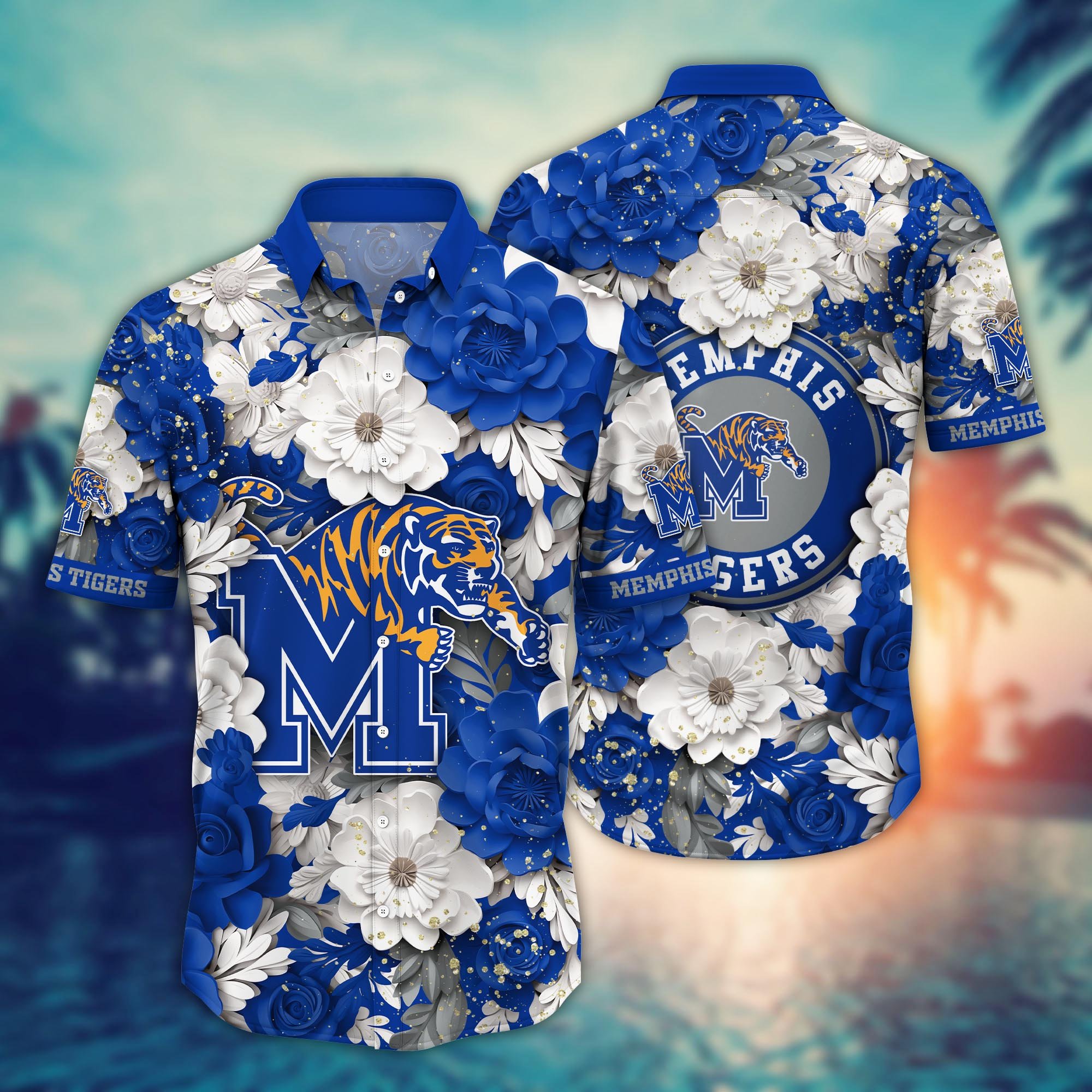 Memphis Tigers Flower Hawaii Shirt And Tshirt For Fans, Custom Summer Football Shirts NA49625