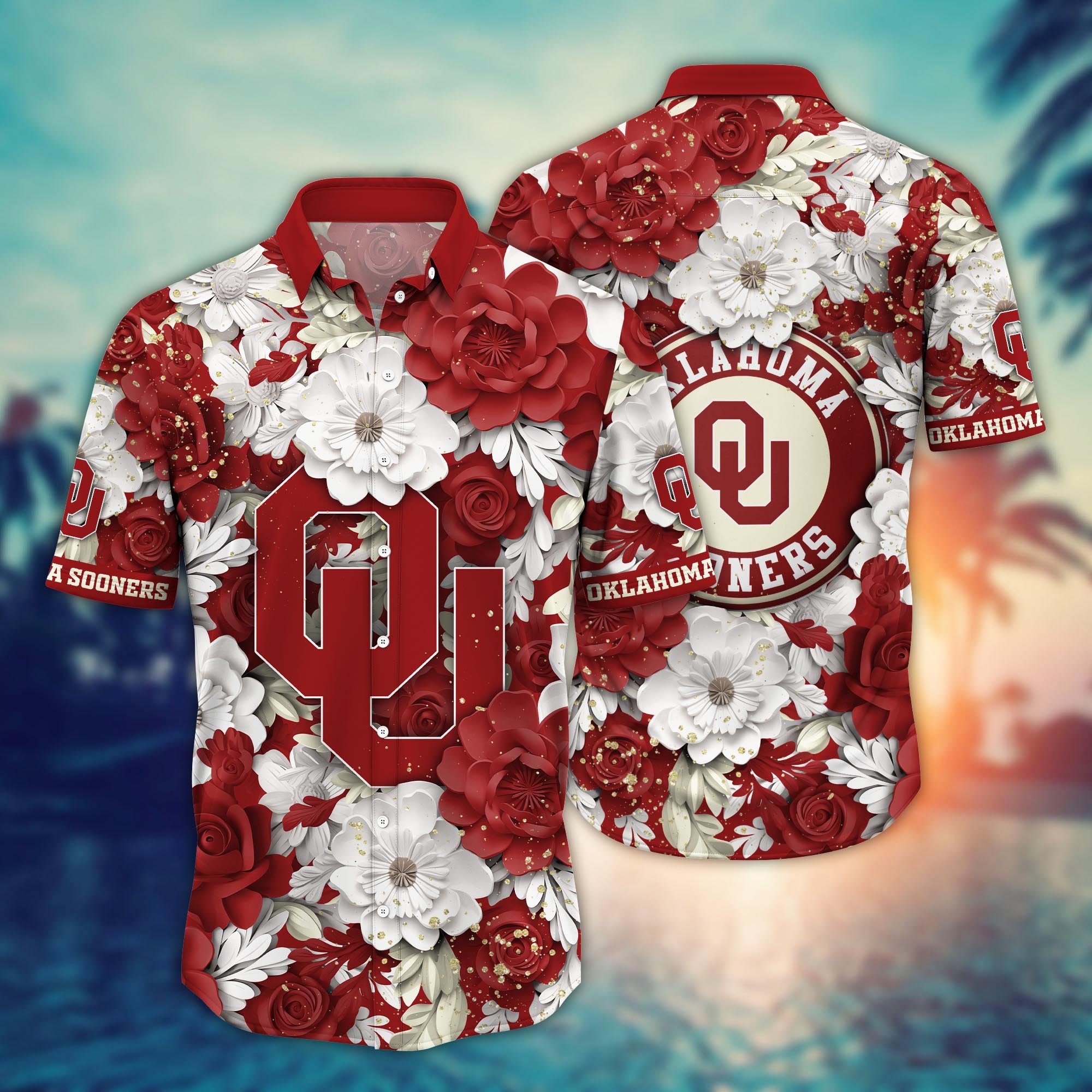 Oklahoma Sooners Flower Hawaii Shirt And Tshirt For Fans, Custom Summer Football Shirts NA49625