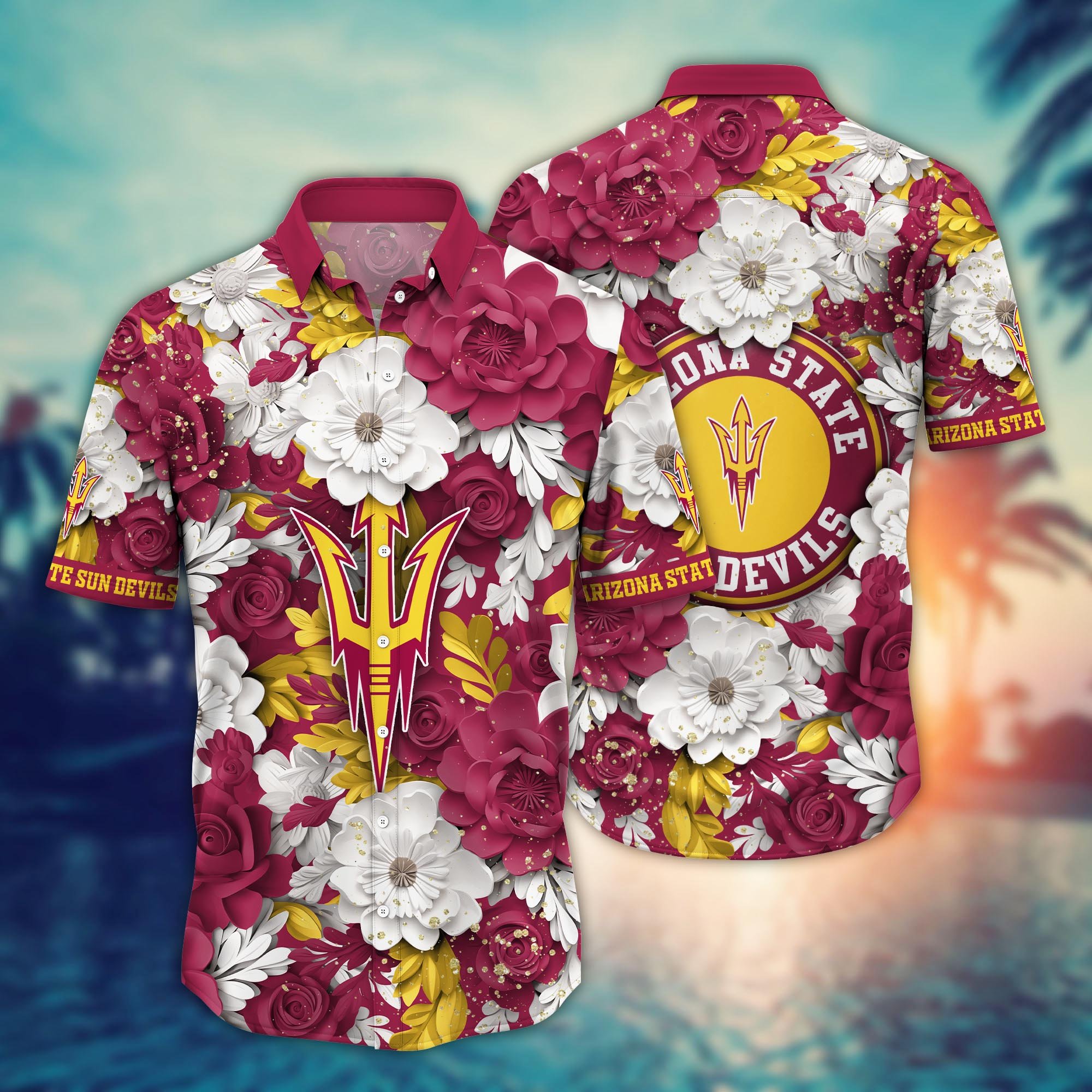 Arizona State Sun Devils Flower Hawaii Shirt And Tshirt For Fans, Custom Summer Football Shirts NA49625