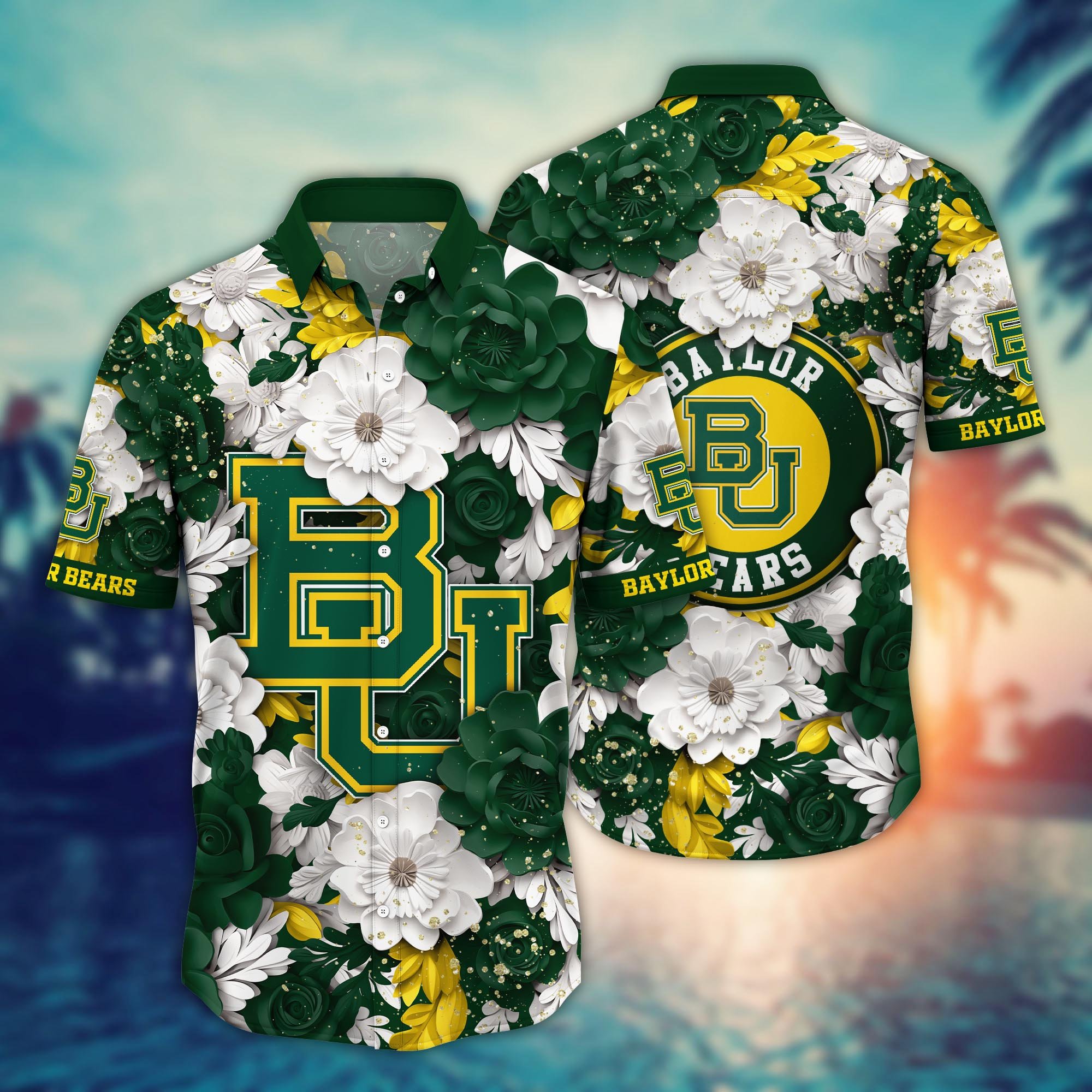 Baylor Bears Flower Hawaii Shirt And Tshirt For Fans, Custom Summer Football Shirts NA49625