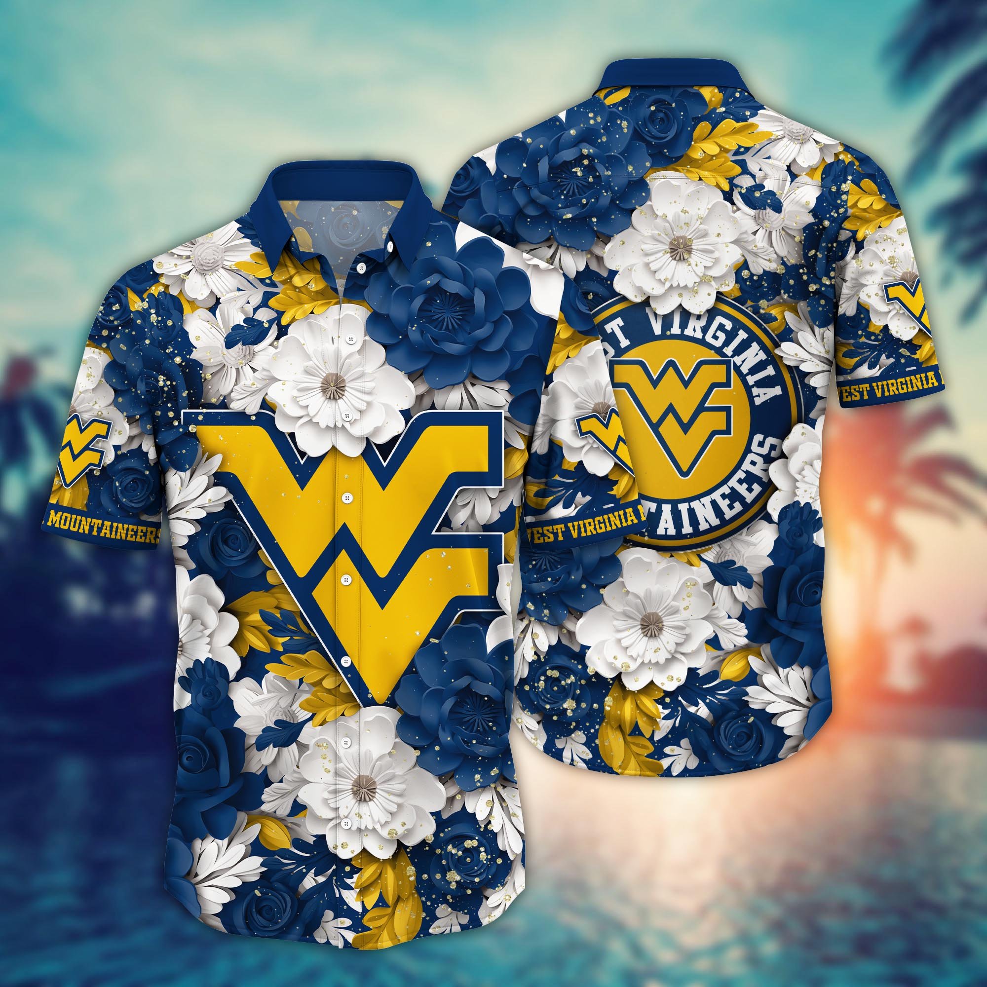 West Virginia Mountaineers Flower Hawaii Shirt And Tshirt For Fans, Custom Summer Football Shirts NA49625