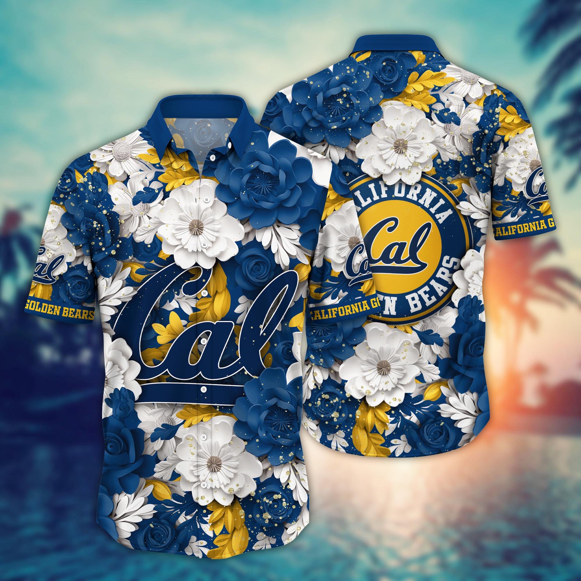 California Golden Bears Flower Hawaii Shirt And Tshirt For Fans, Custom Summer Football Shirts NA49625