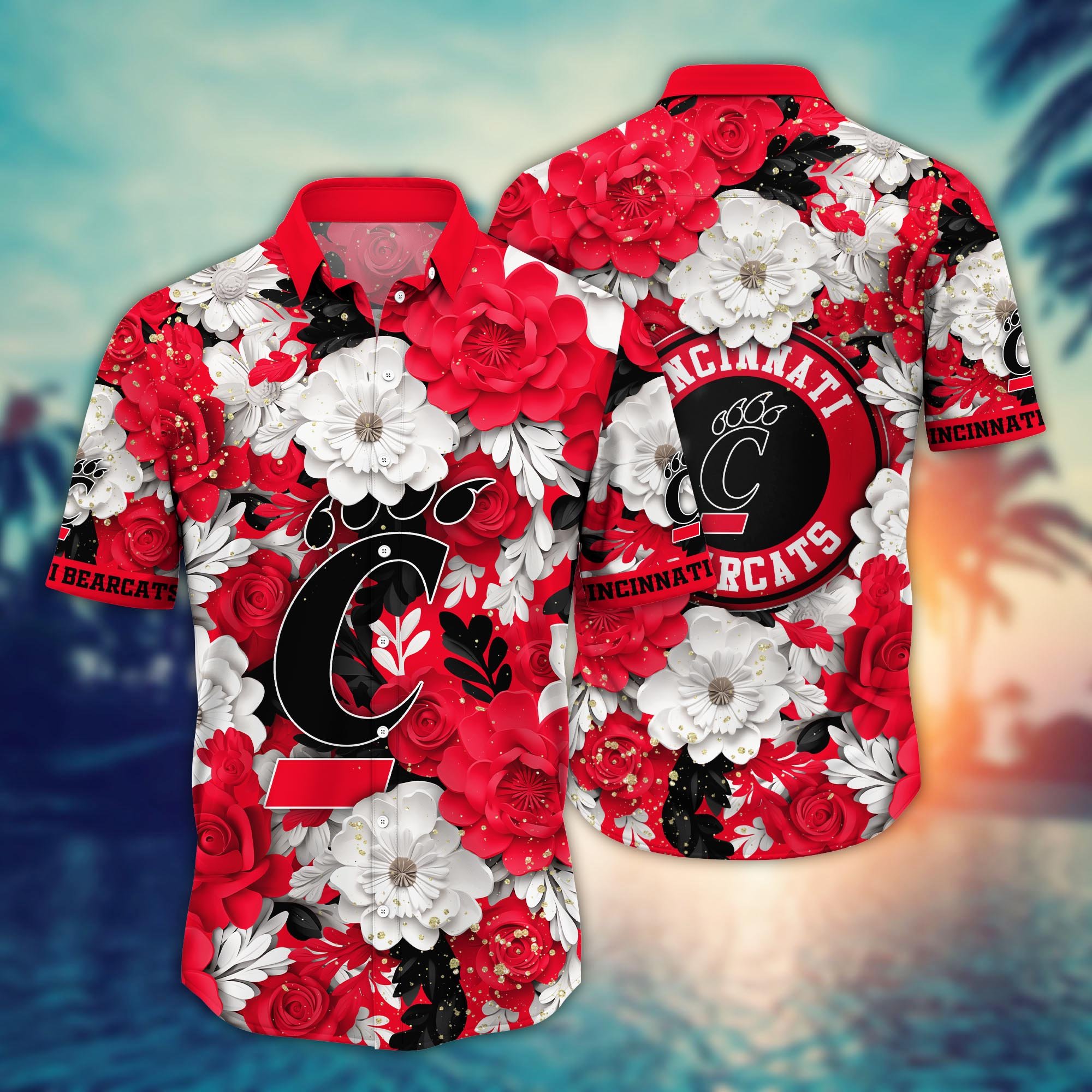 Cincinnati Bearcats Flower Hawaii Shirt And Tshirt For Fans, Custom Summer Football Shirts NA49625