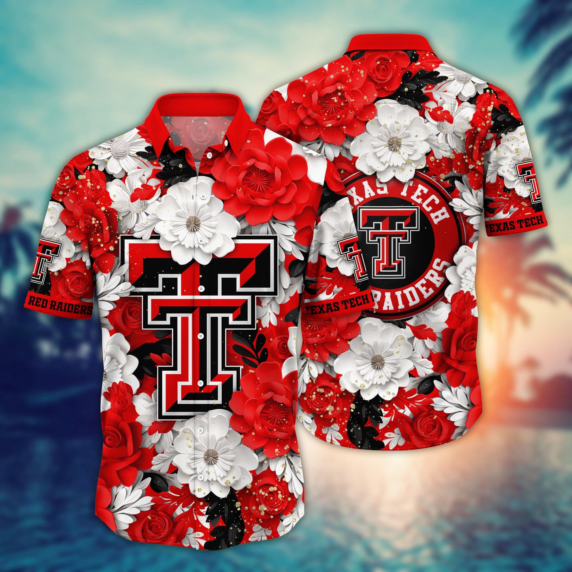 Texas Tech Red Raiders Flower Hawaii Shirt And Tshirt For Fans, Custom Summer Football Shirts NA49625