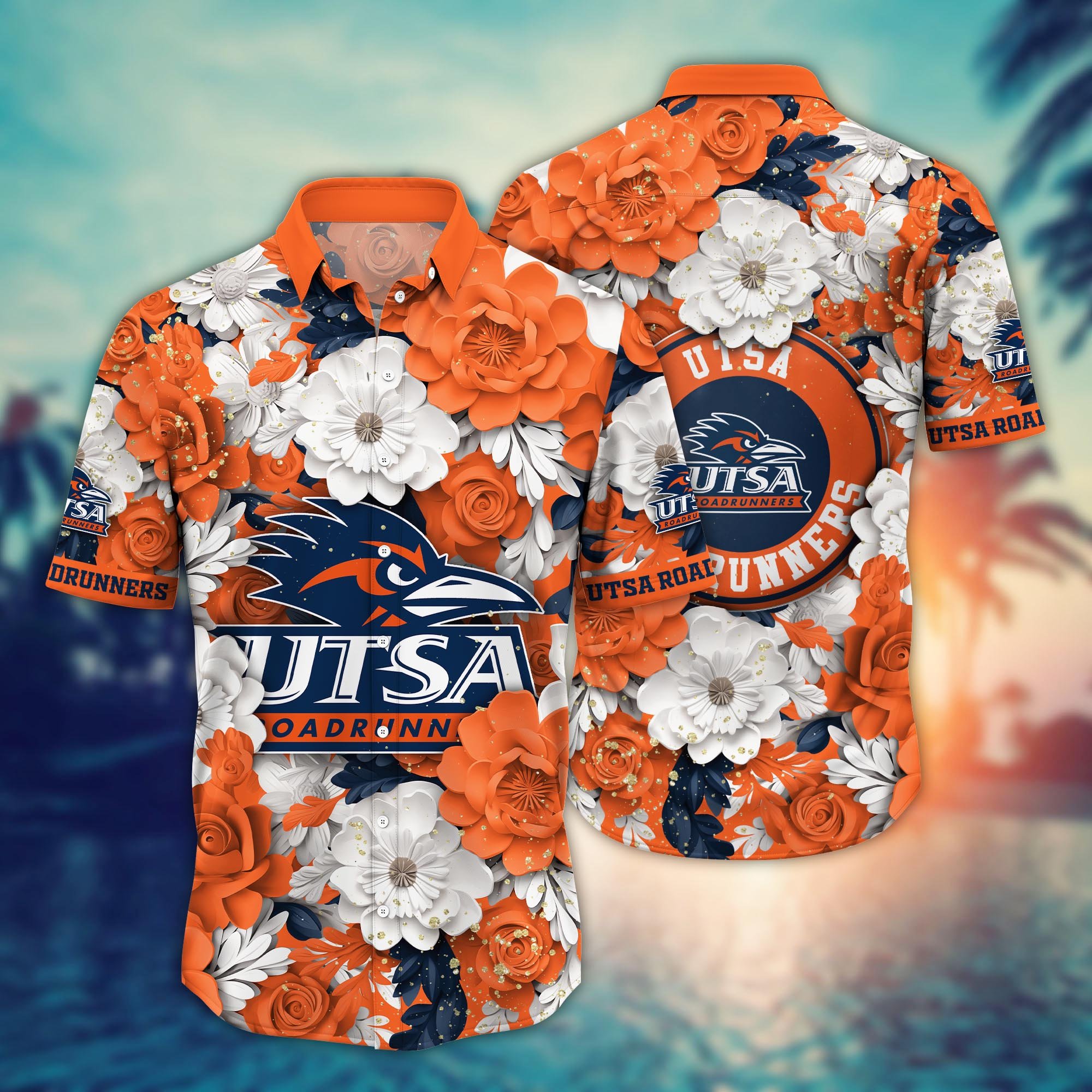 UTSA Roadrunners Flower Hawaii Shirt And Tshirt For Fans, Custom Summer Football Shirts NA49625