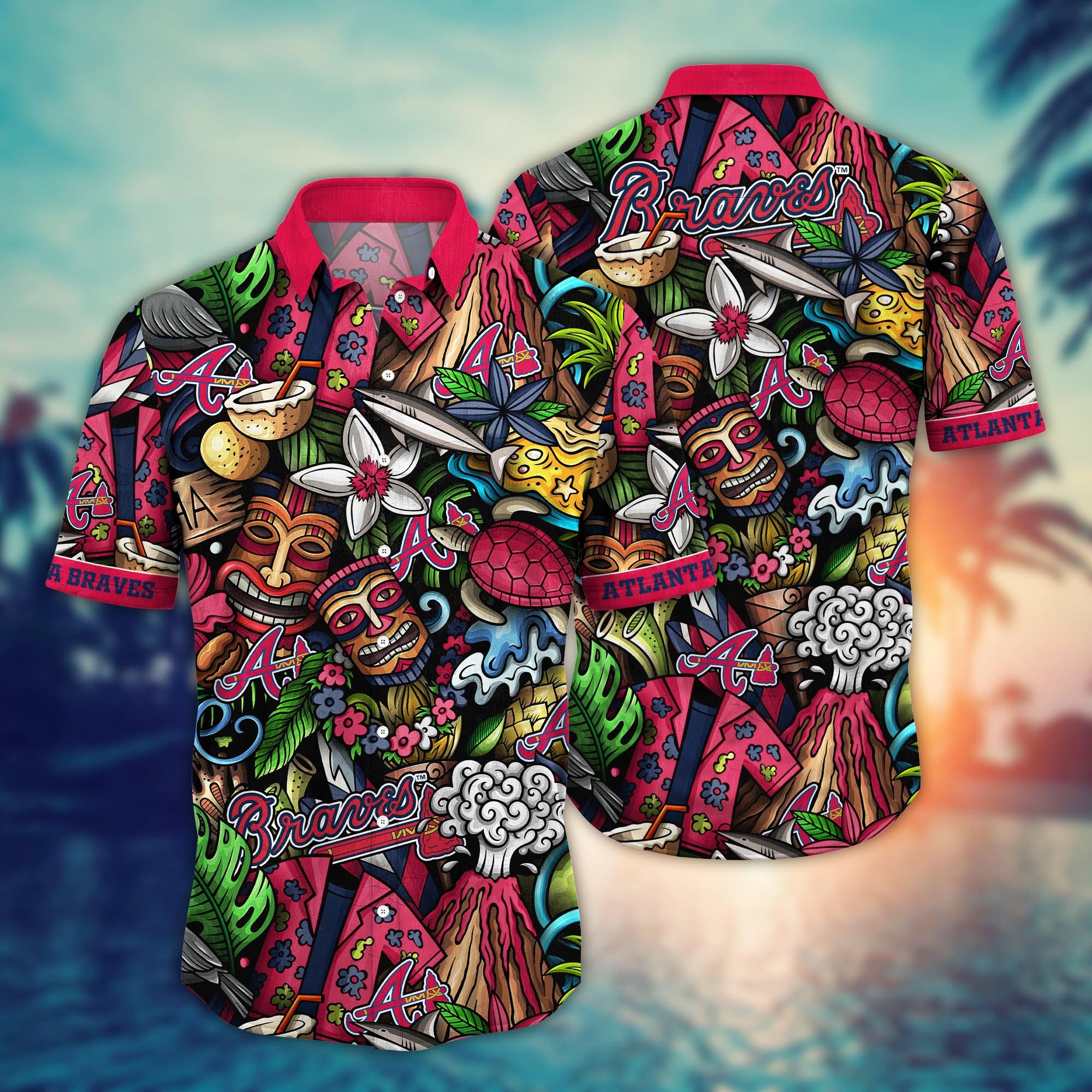 Atlanta Braves Custom Flower Hawaii Shirt And Tshirt For Fans, Summer Football Shirts NA49896