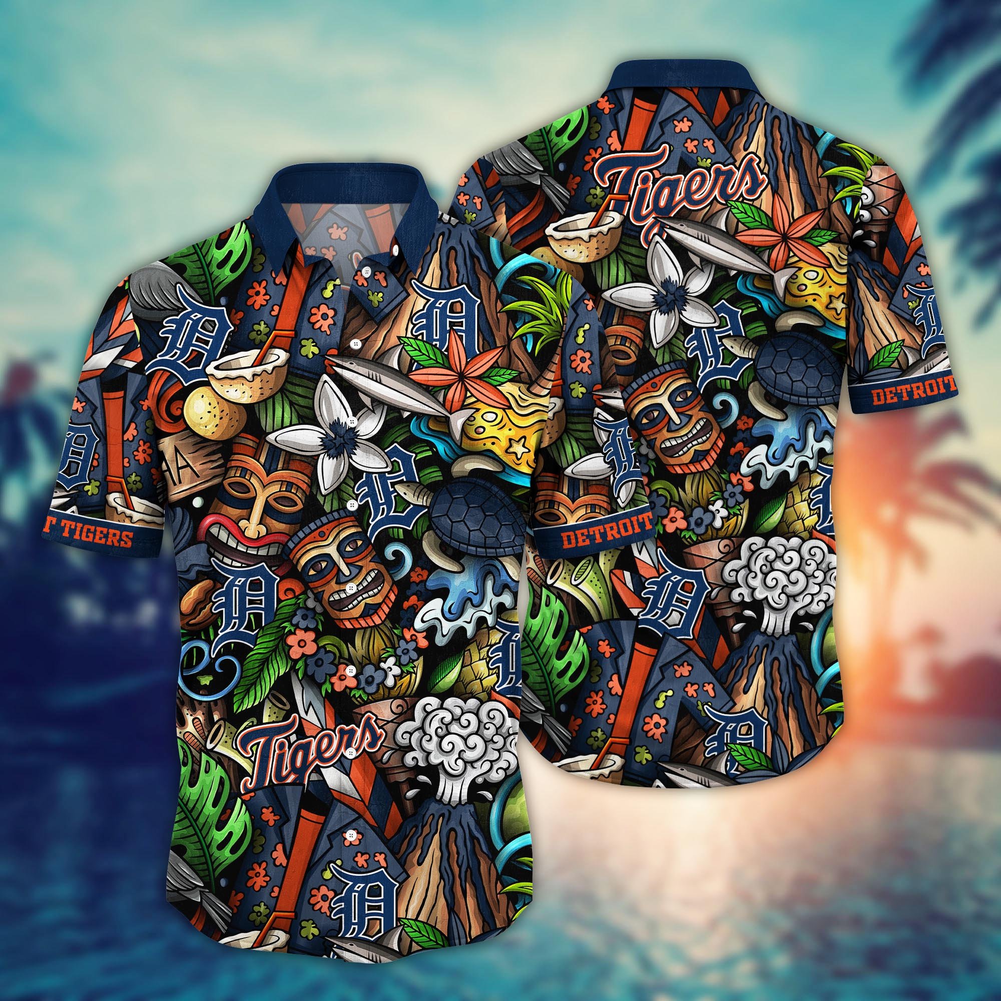 Detroit Tigers Custom Flower Hawaii Shirt And Tshirt For Fans, Summer Football Shirts NA49896