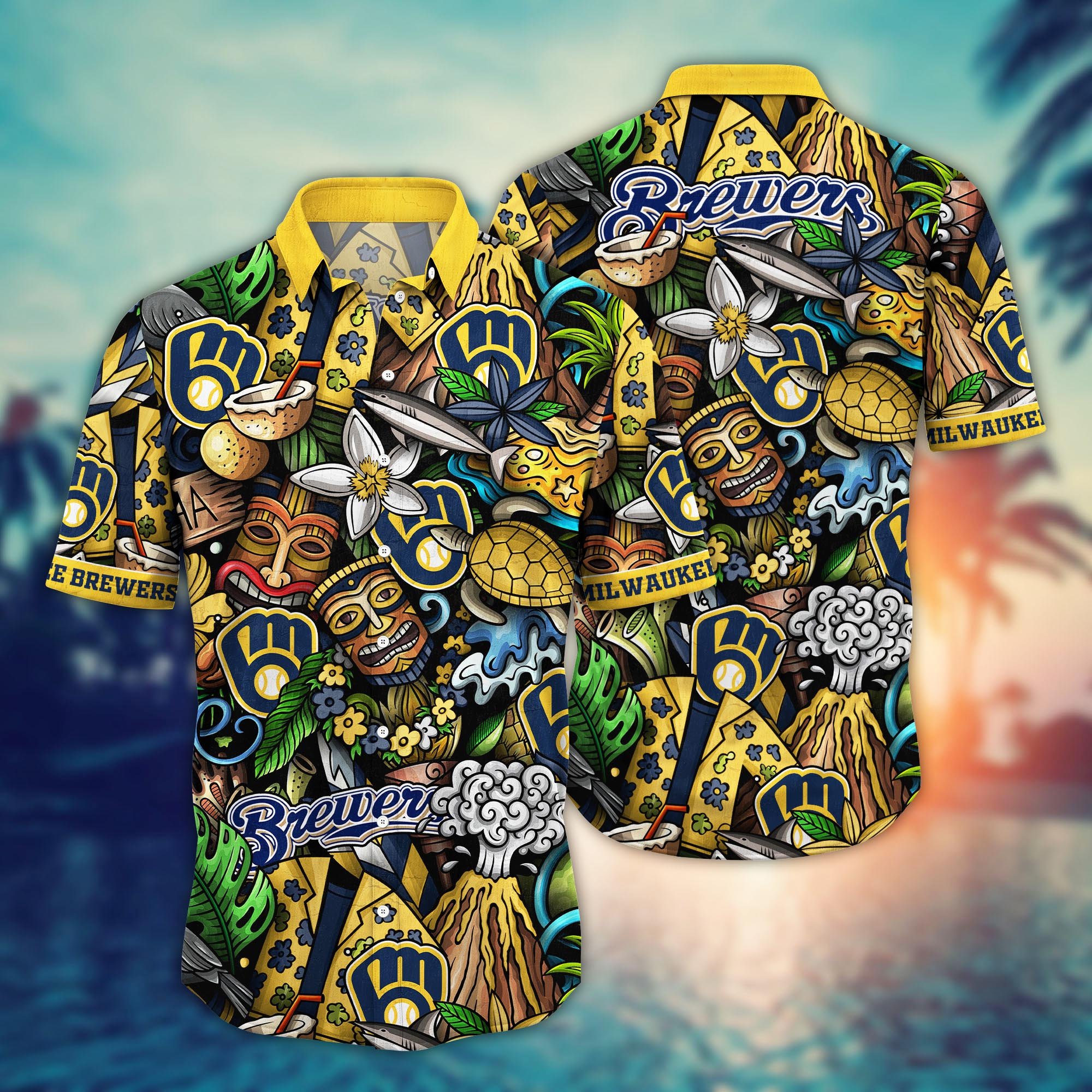 Milwaukee Brewers Custom Flower Hawaii Shirt And Tshirt For Fans, Summer Football Shirts NA49896