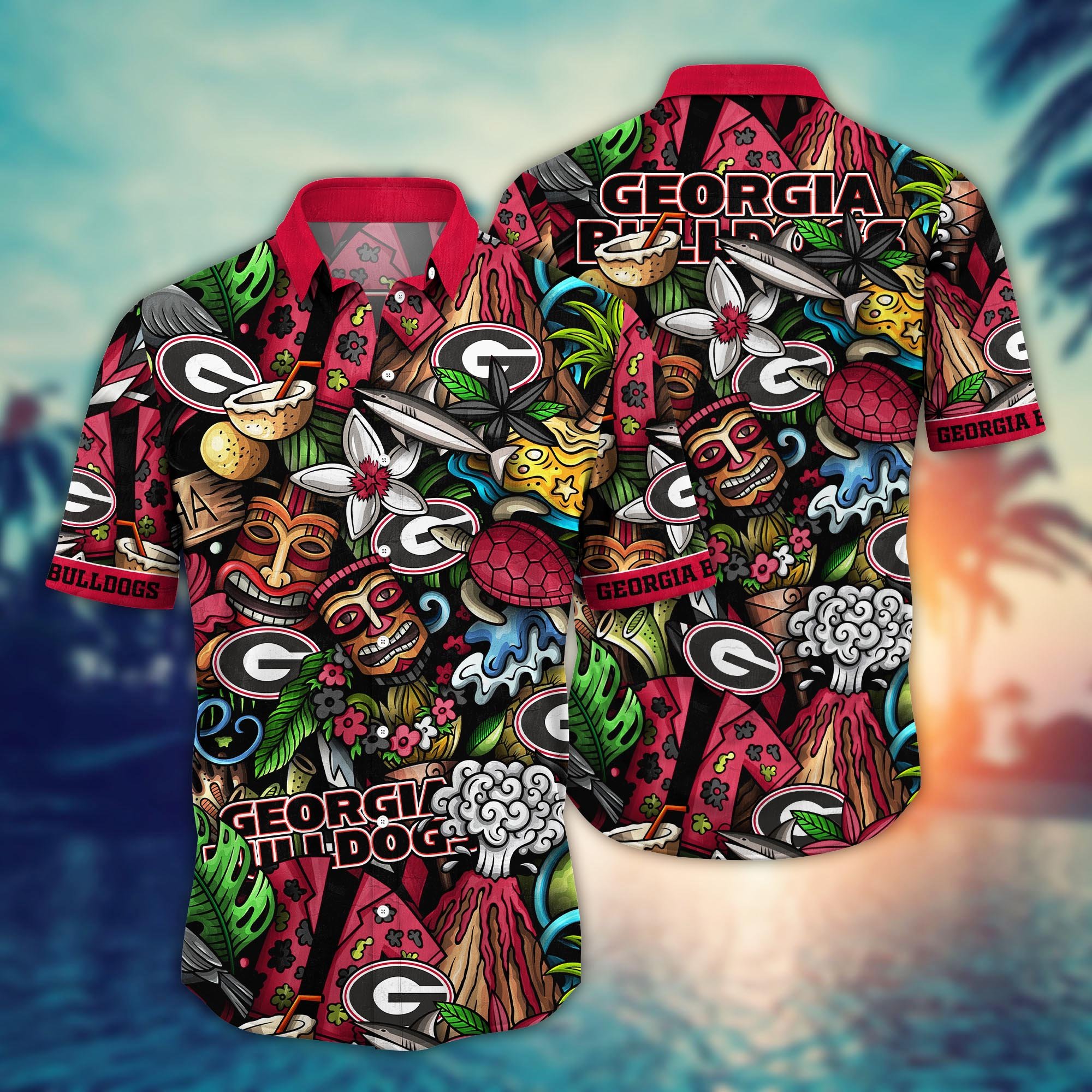 Georgia Bulldogs Custom Flower Hawaii Shirt And Tshirt For Fans, Summer Football Shirts NA49896