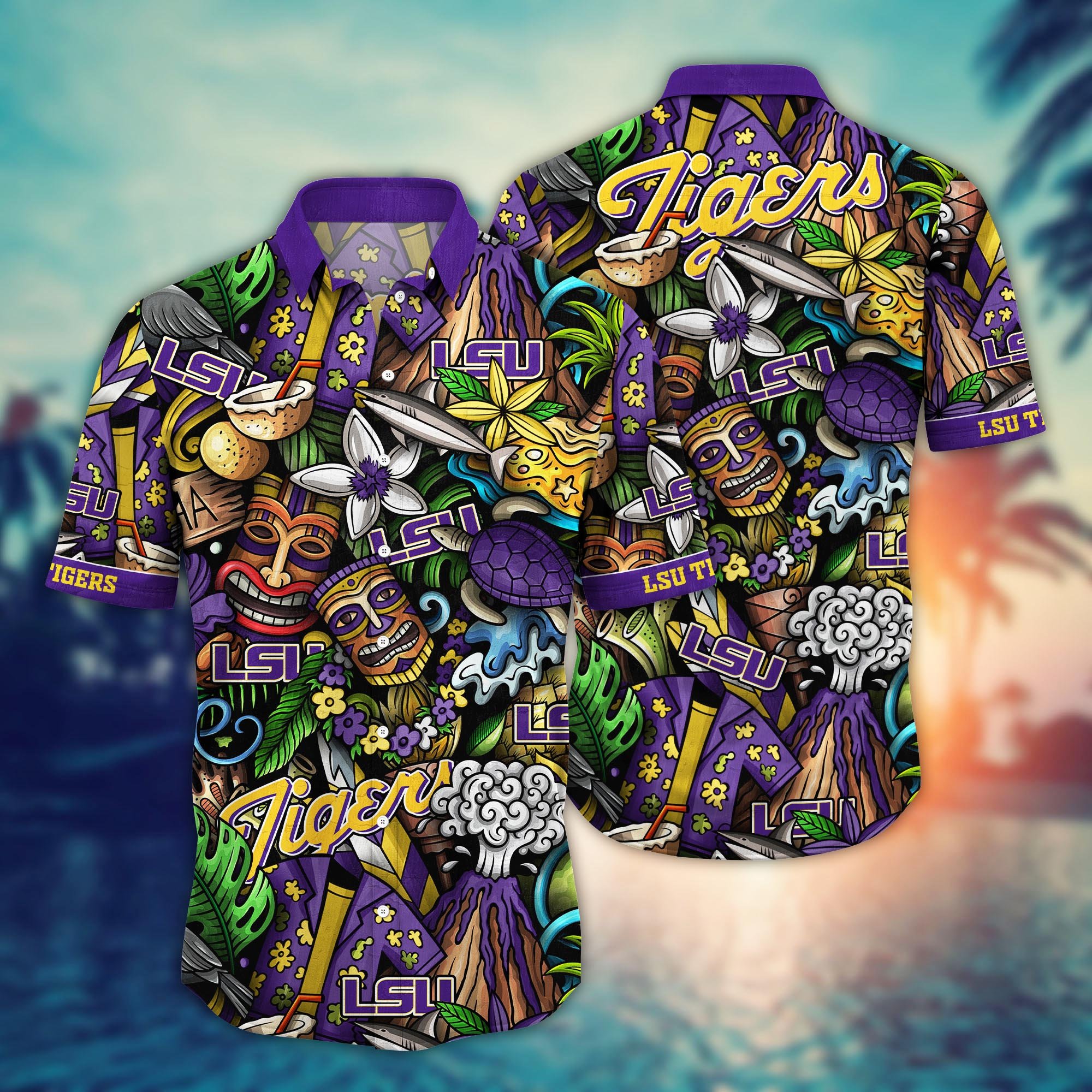 LSU TIGERS Custom Flower Hawaii Shirt And Tshirt For Fans, Summer Football Shirts NA49896