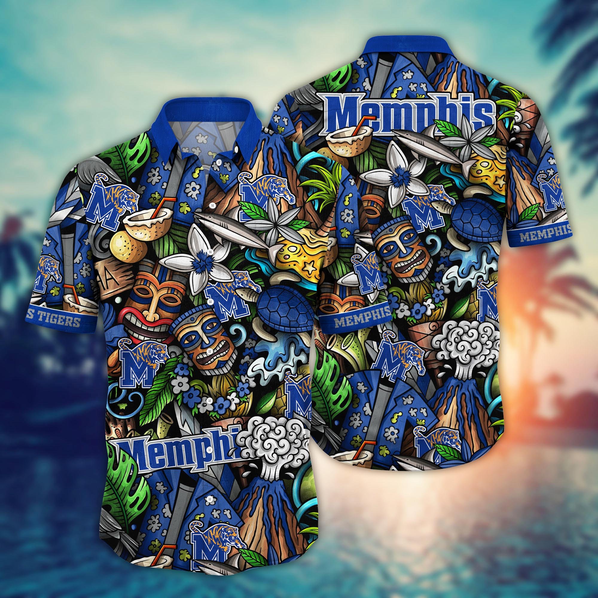 Memphis Tigers Custom Flower Hawaii Shirt And Tshirt For Fans, Summer Football Shirts NA49896