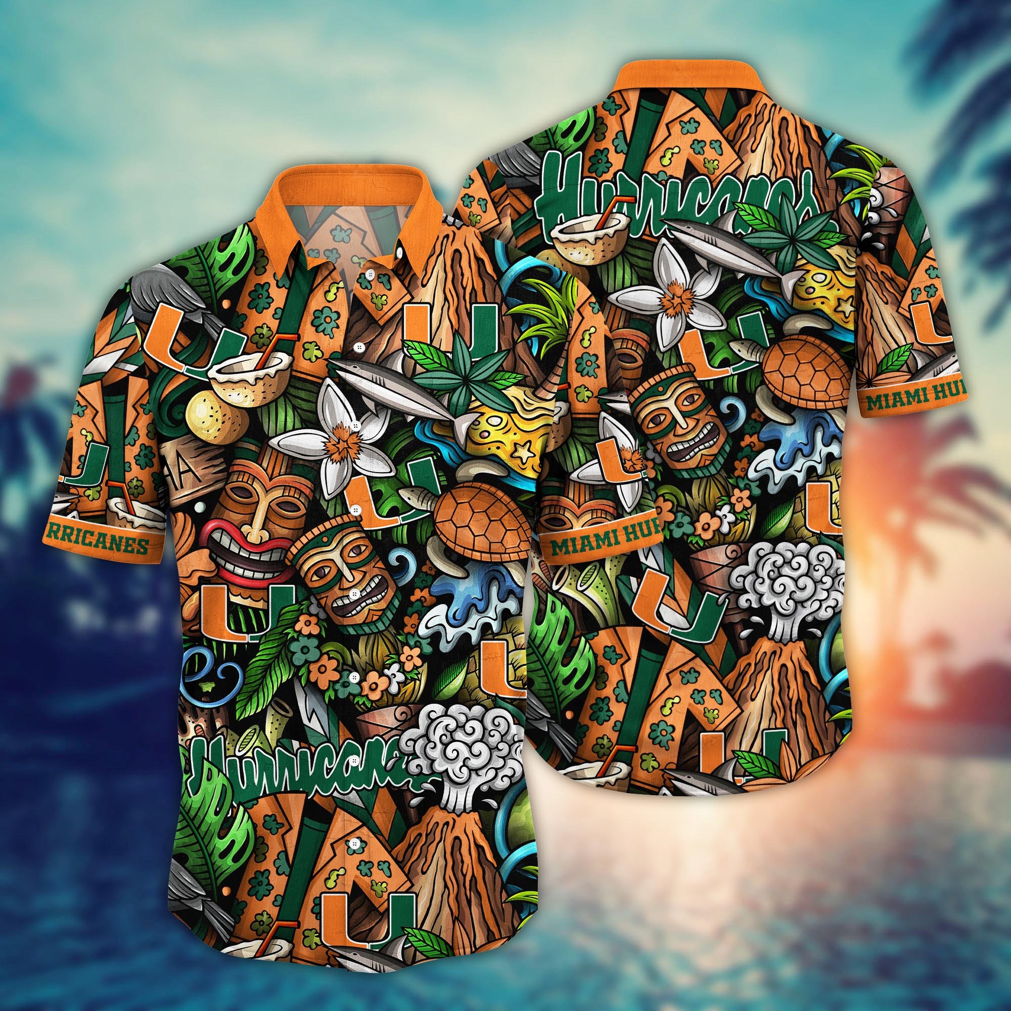 Miami Hurricanes Custom Flower Hawaii Shirt And Tshirt For Fans, Summer Football Shirts NA49896